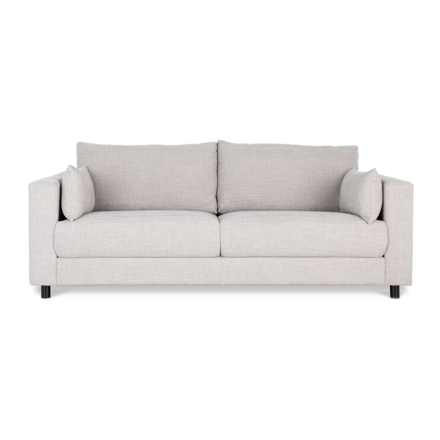 Secret Sofa Alex Fabric 3 Seat Sofa in Hastings Sand with black metal legs, durable metal zig-zag spring seat support, stylish design, and easy-to-clean upholstery.