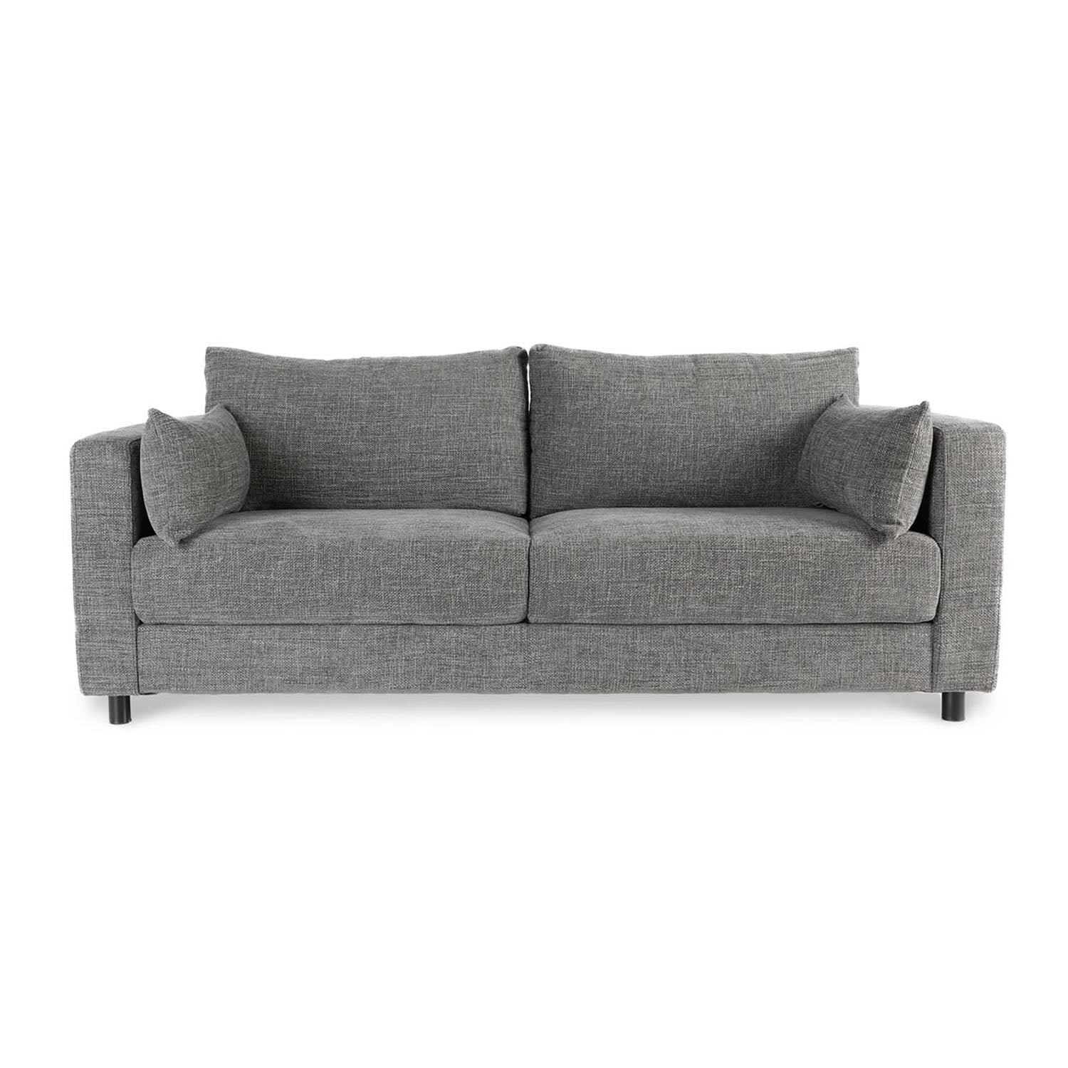 Secret Sofa Alex Fabric 3 Seat Sofa in Hastings Bark with black metal legs, durable metal zig-zag spring seat support, stylish design, and easy-to-clean upholstery