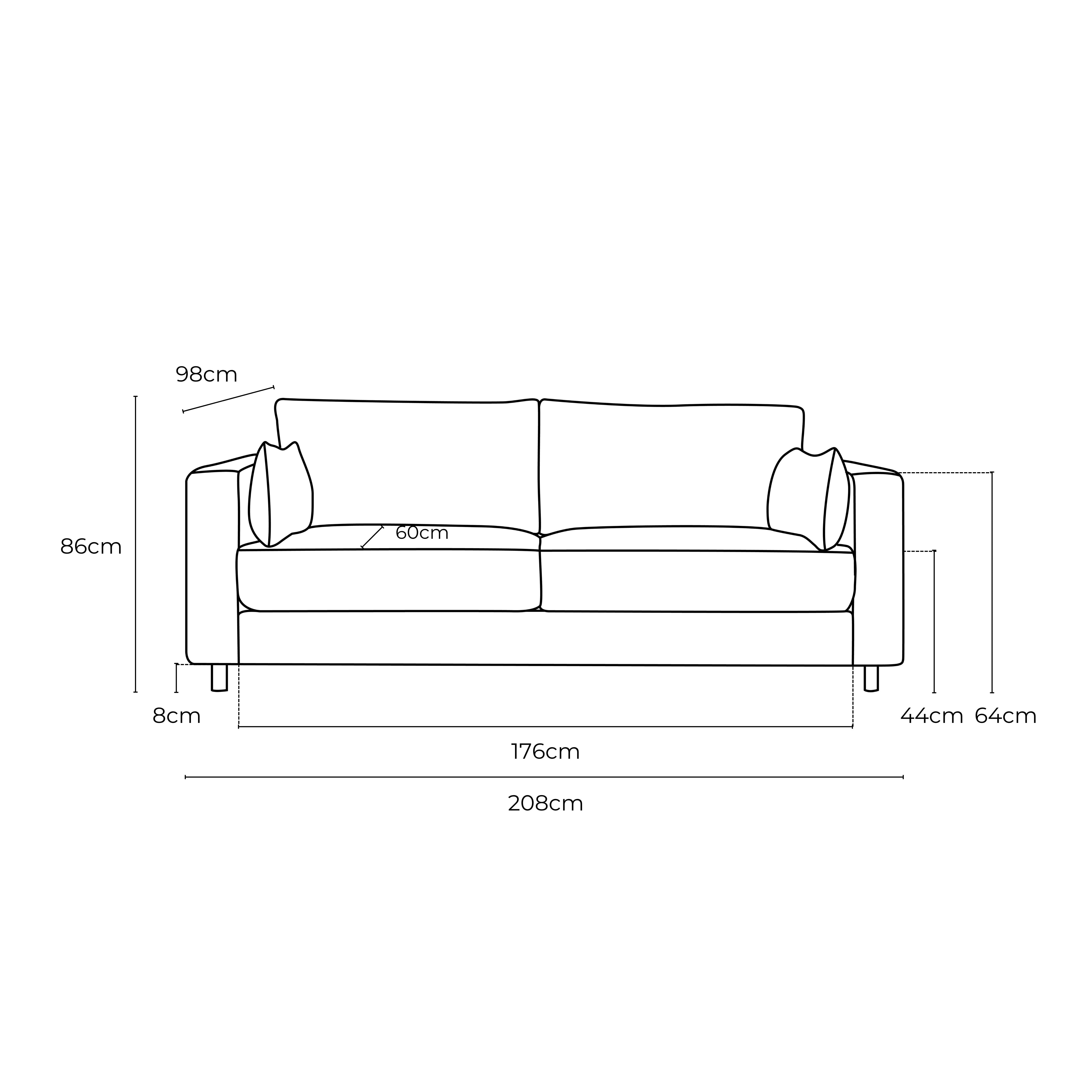 Alex Fabric 3 Seat Sofa
