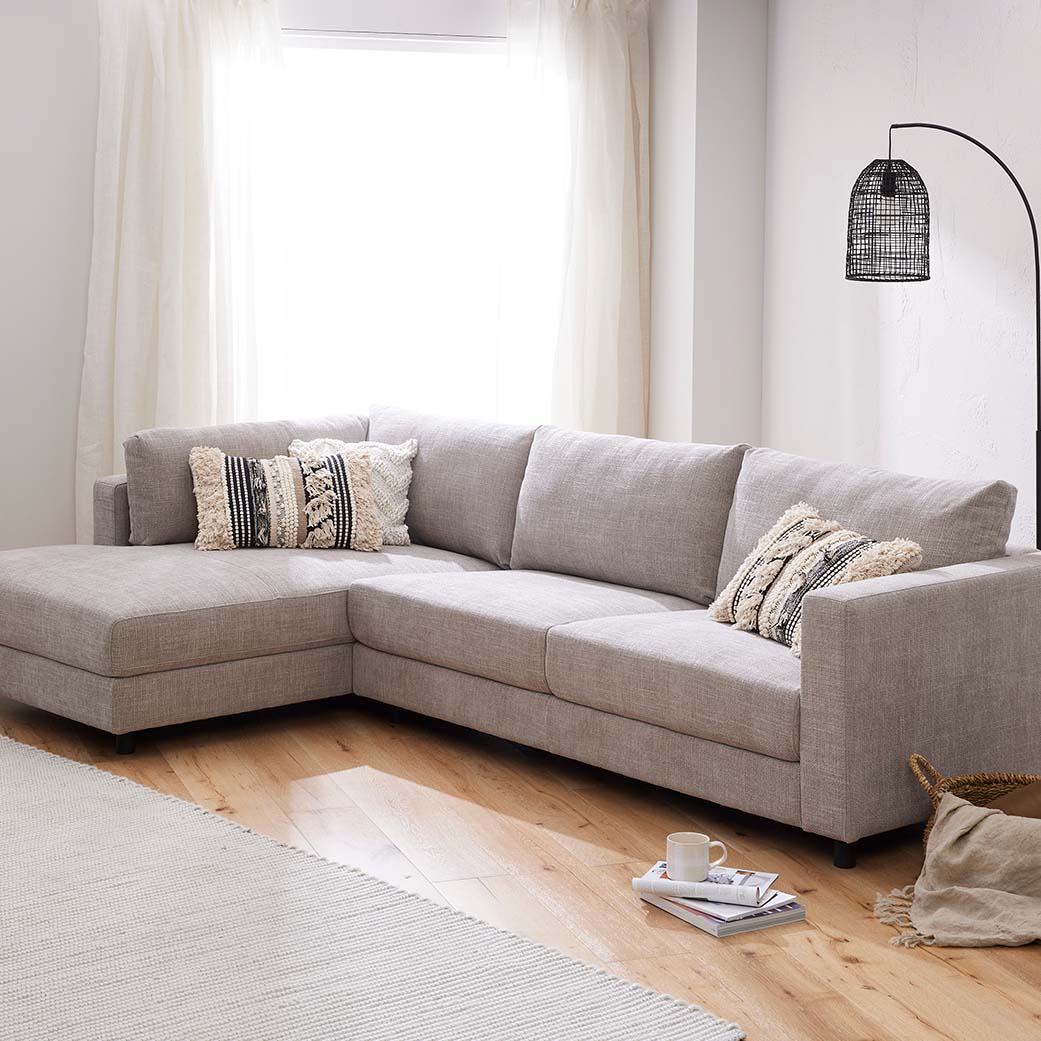 Online Warehouse Sale Alex Fabric Left Side Facing Chaise Lounge in Hastings Sand