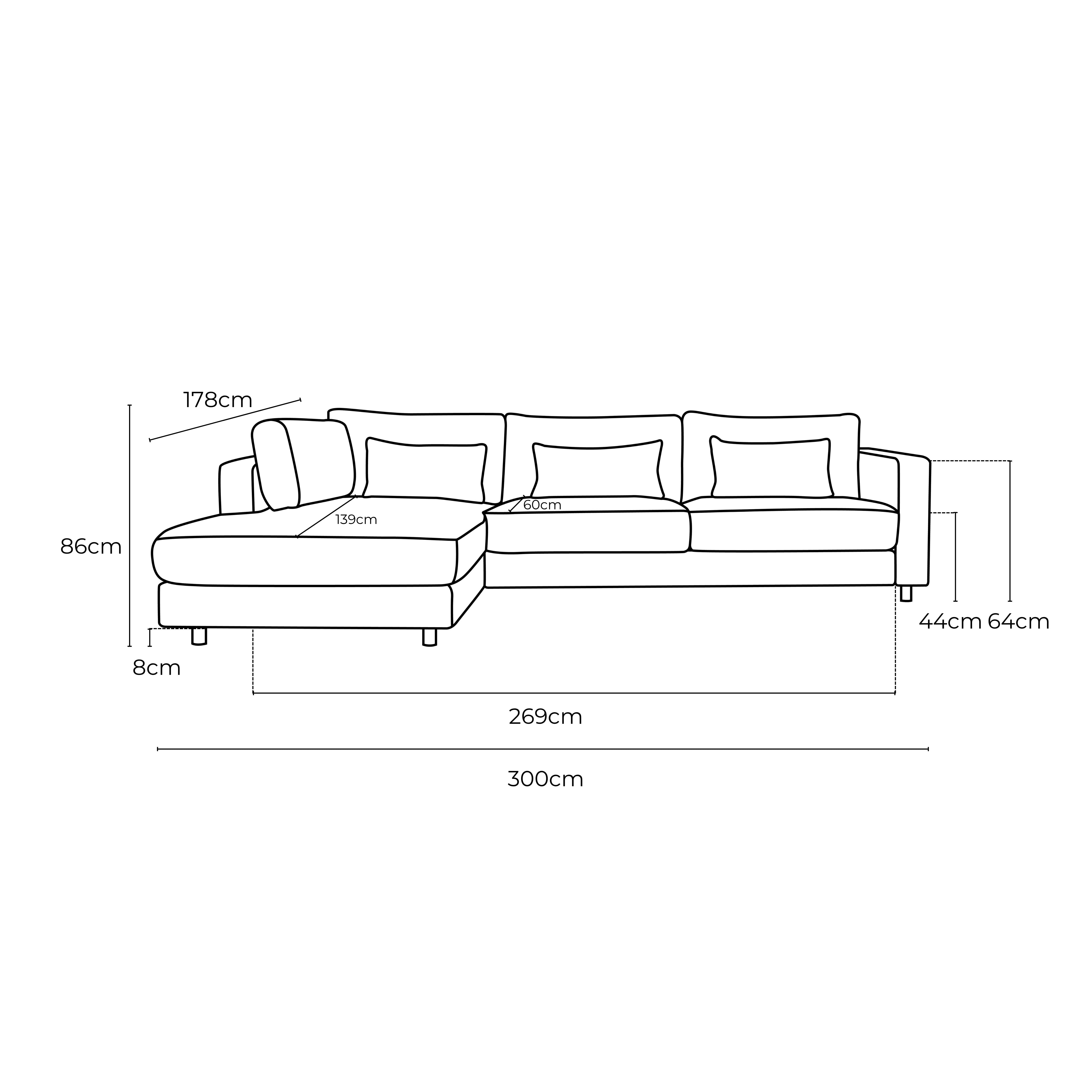 Alex Fabric Left Side Facing Chaise Lounge in Hastings Bark Online Warehouse Sale