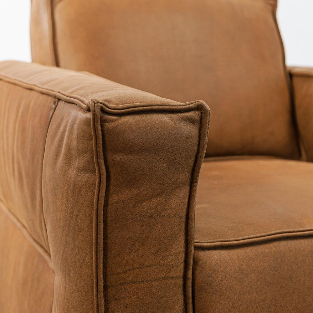 Archie Leather Swivel Chair in Brumby Natural Online Warehouse Sale