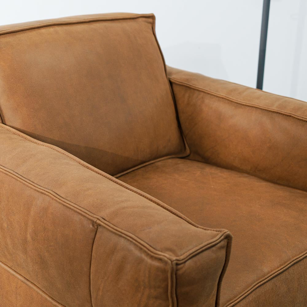 Archie Leather Swivel Chair in Brumby Natural Online Warehouse Sale