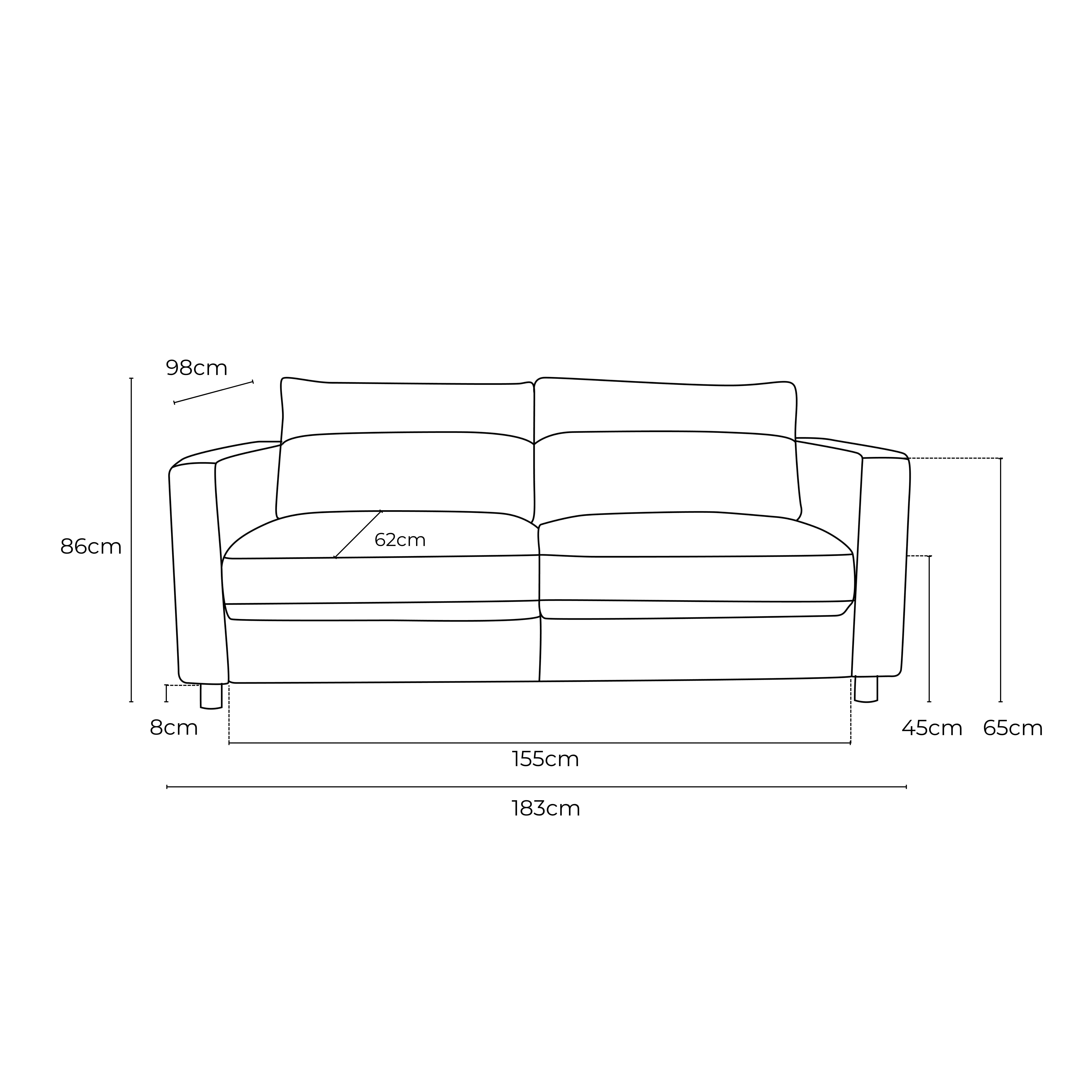Barcelona Leather 2.5 Seat Sofa
