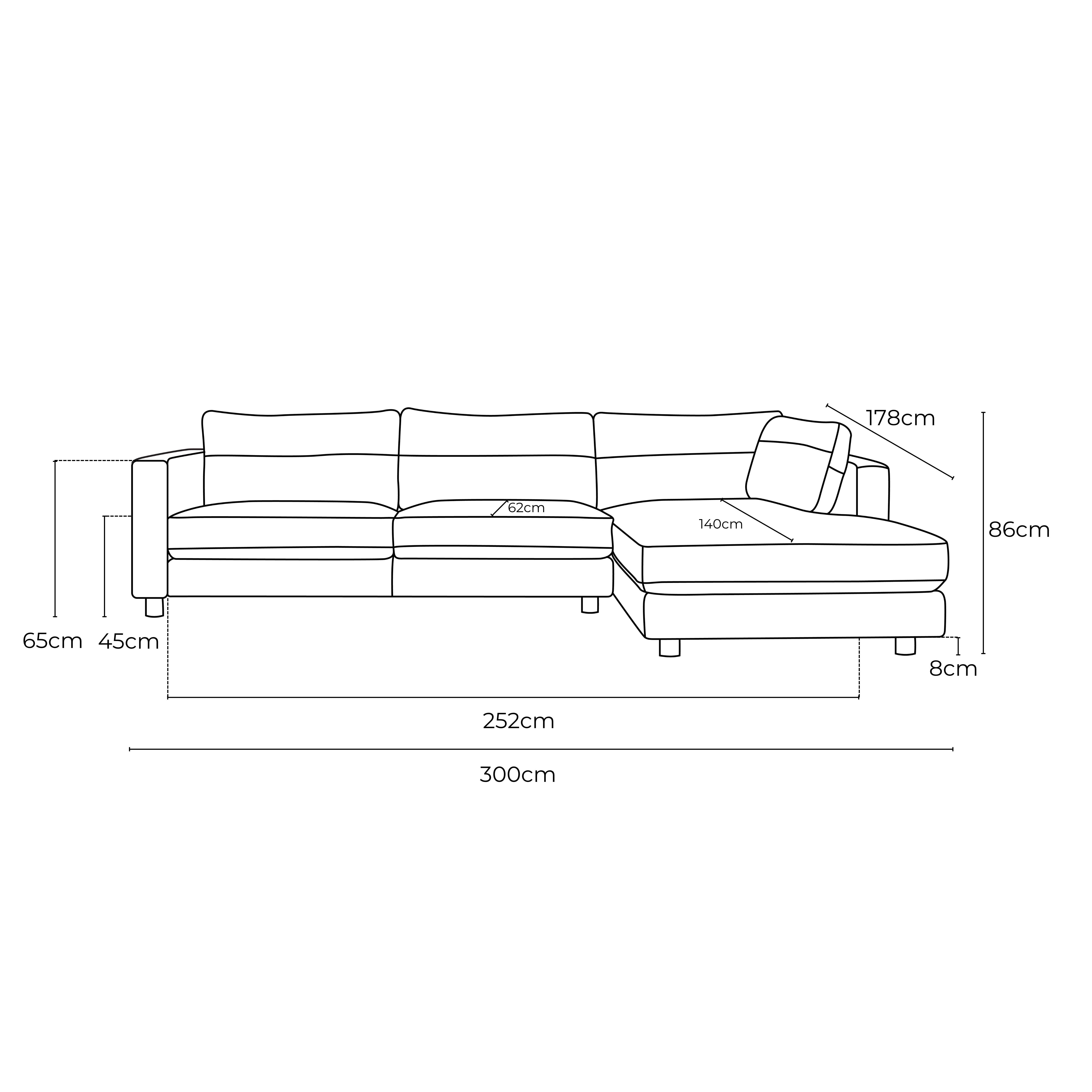 Barcelona Leather Right Side Facing Chaise Lounge