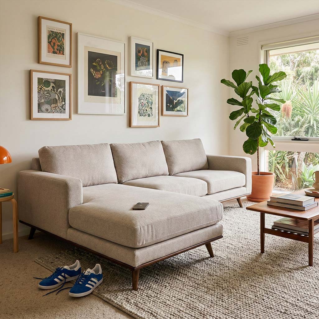 Boston Fabric Left Side Facing Chaise Lounge in Belfast Grey Online Warehouse Sale