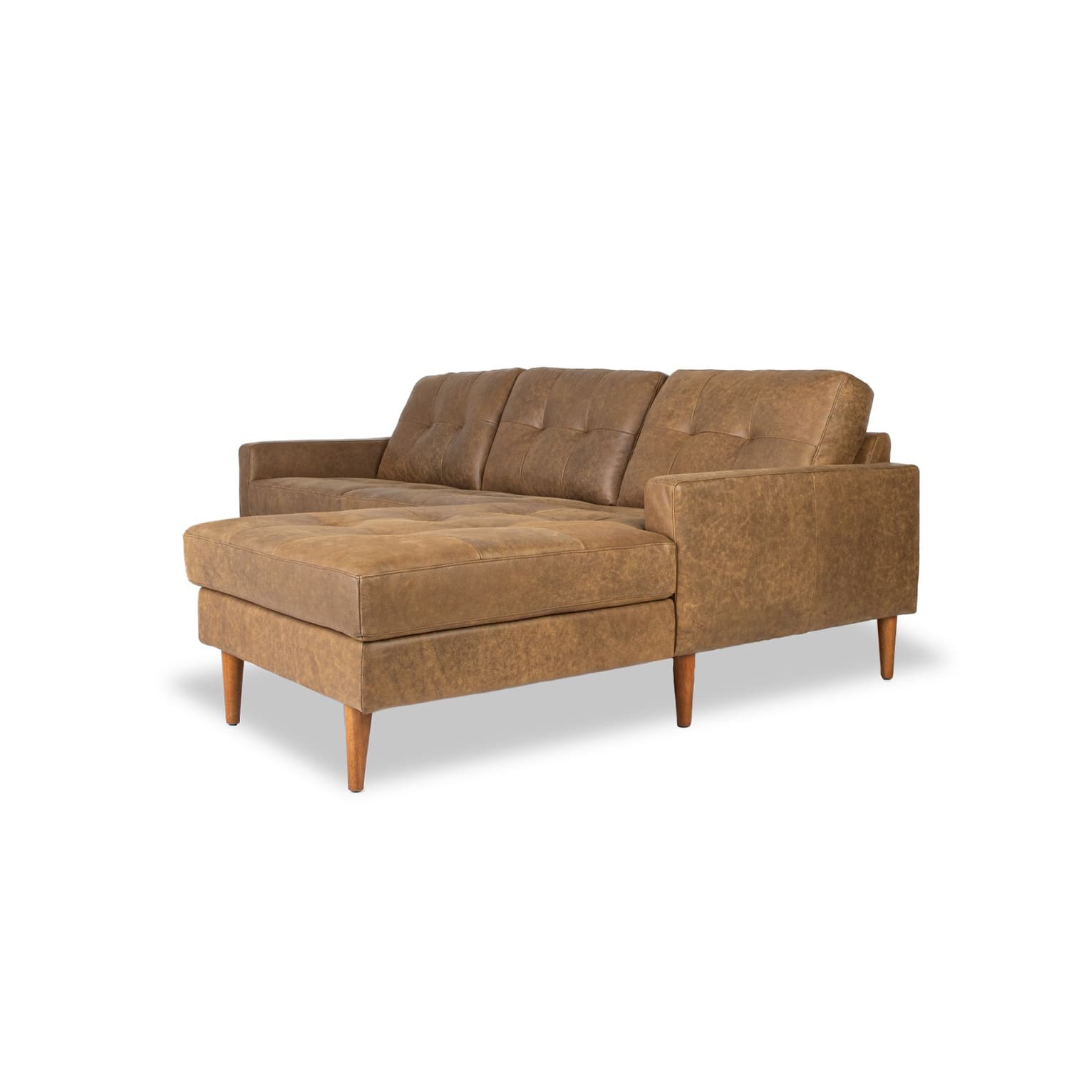 Classic Leather Right Side Facing Chaise Lounge in Brumby Natural Online Warehouse Sale