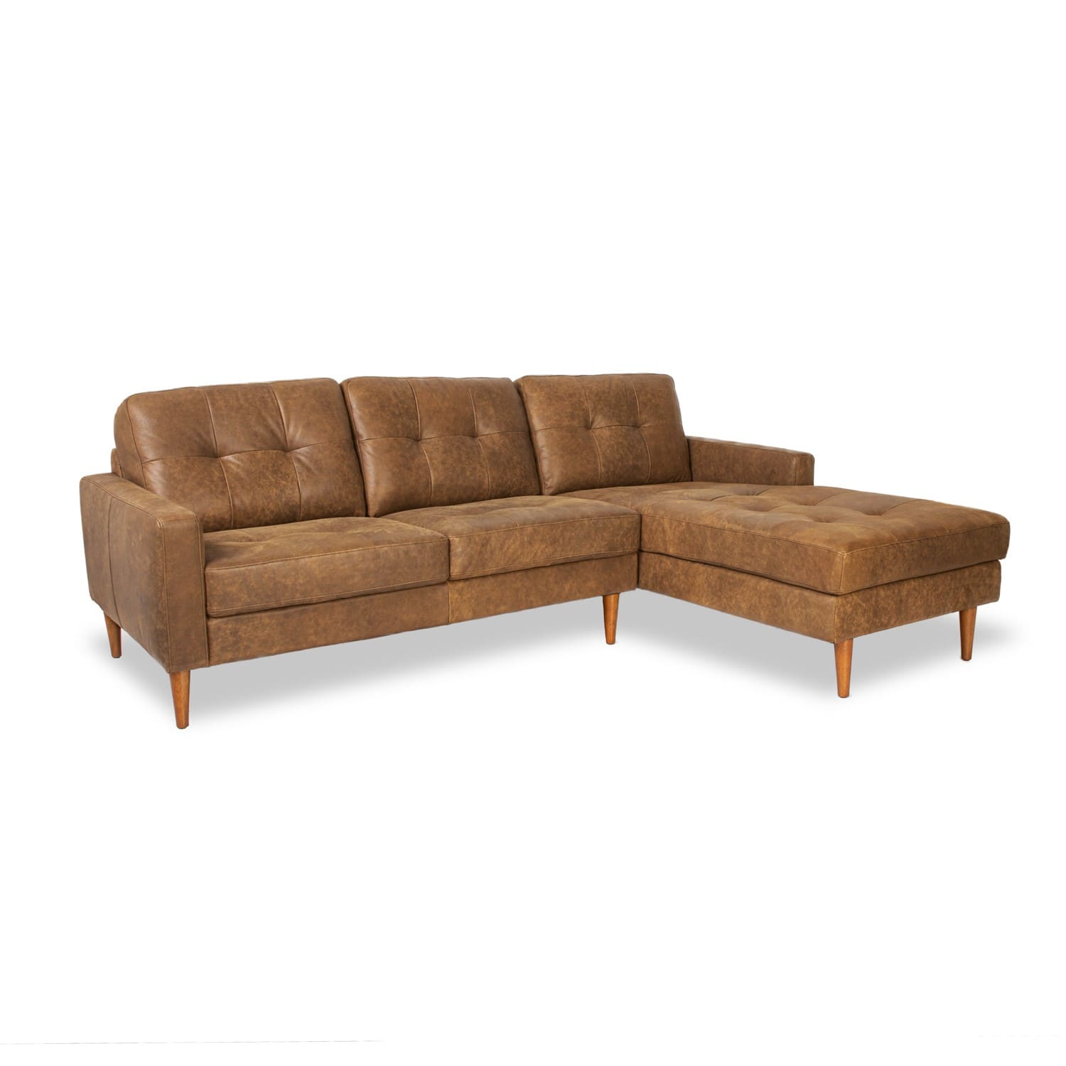 Classic Leather Right Side Facing Chaise Lounge in Brumby Natural Online Warehouse Sale