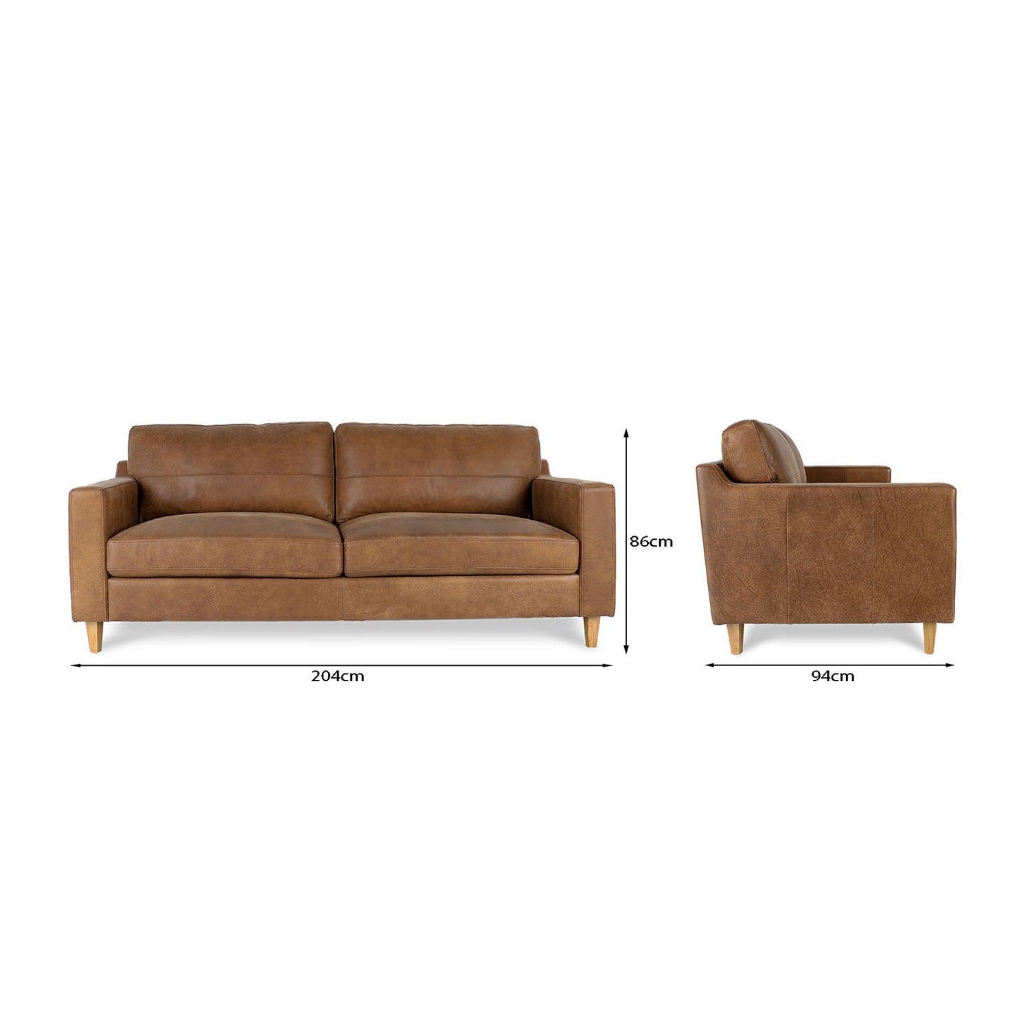 Cara Leather 3 Seat Sofa