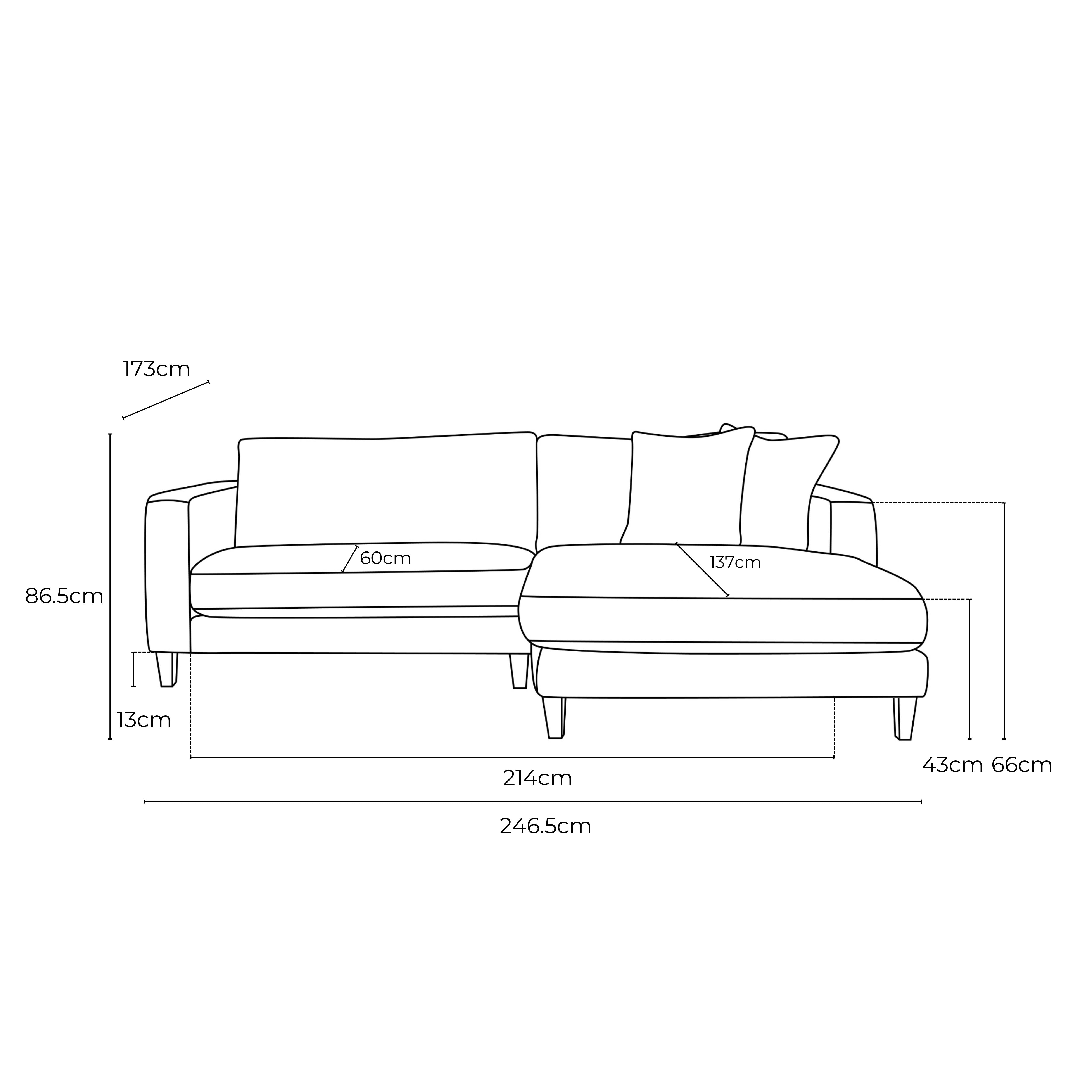 Chelsea Petite 2.5 Seat + Chaise RSF