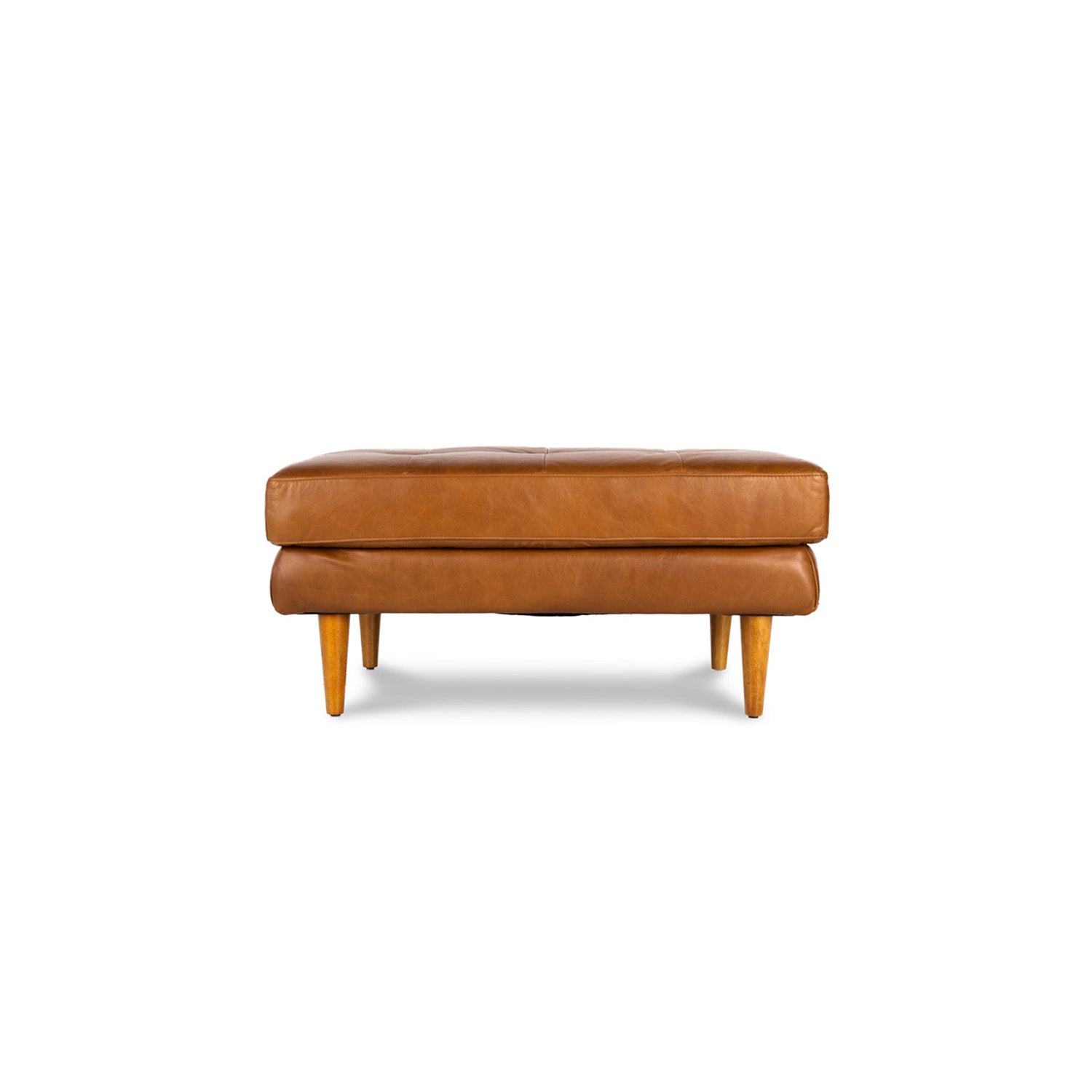 Imperfect Classic Leather Ottoman in Vintage Honey