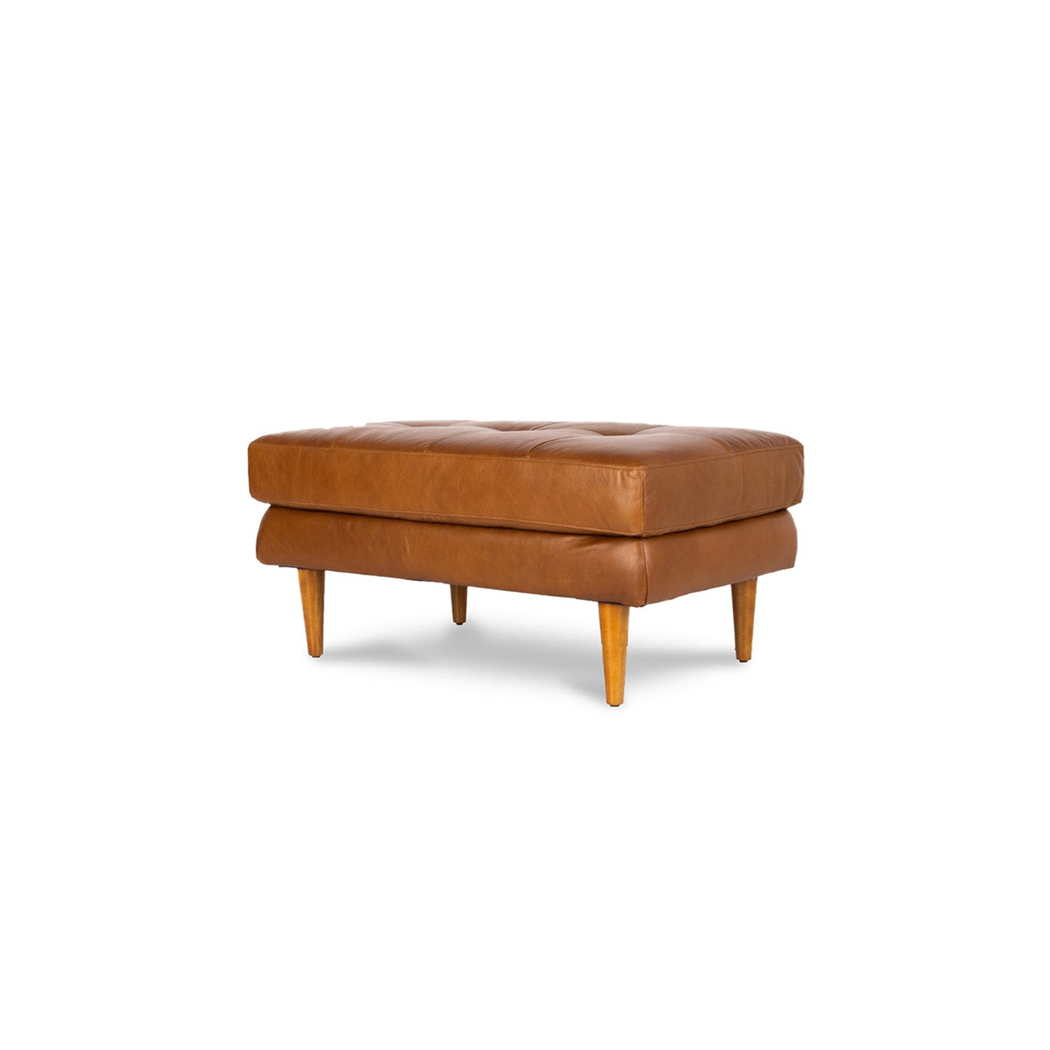 Imperfect Classic Leather Ottoman in Vintage Honey