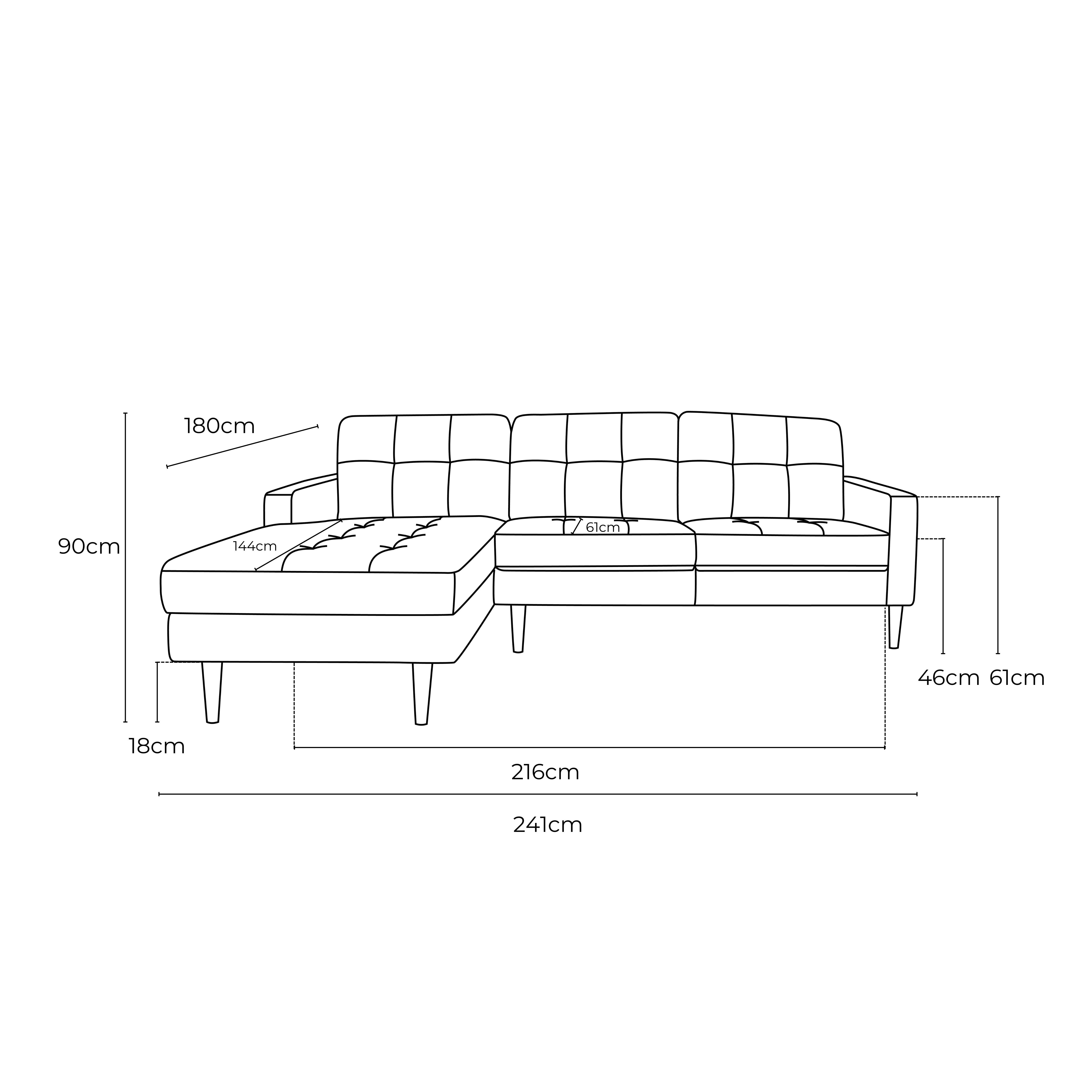 Classic Leather Left Side Facing Chaise Lounge