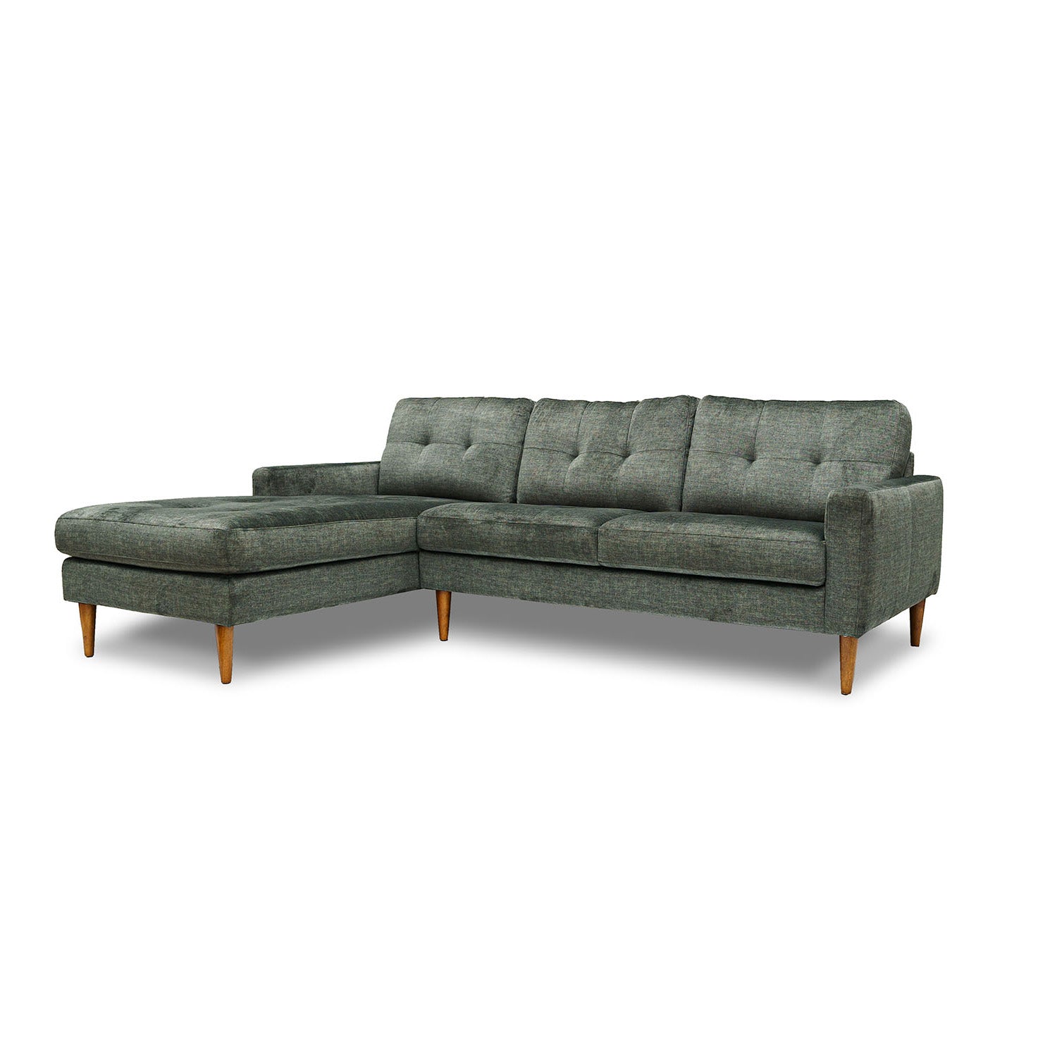 Classic Vogue Velvet Left Side Facing Chaise Lounge in Vogue Moss Online Warehouse Sale