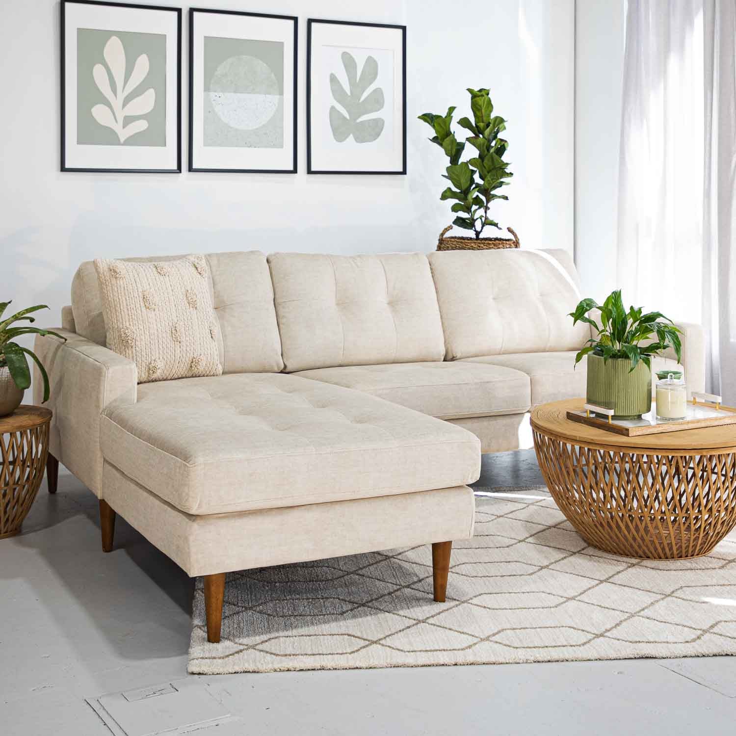 Classic Fabric Left Side Facing Chaise Lounge