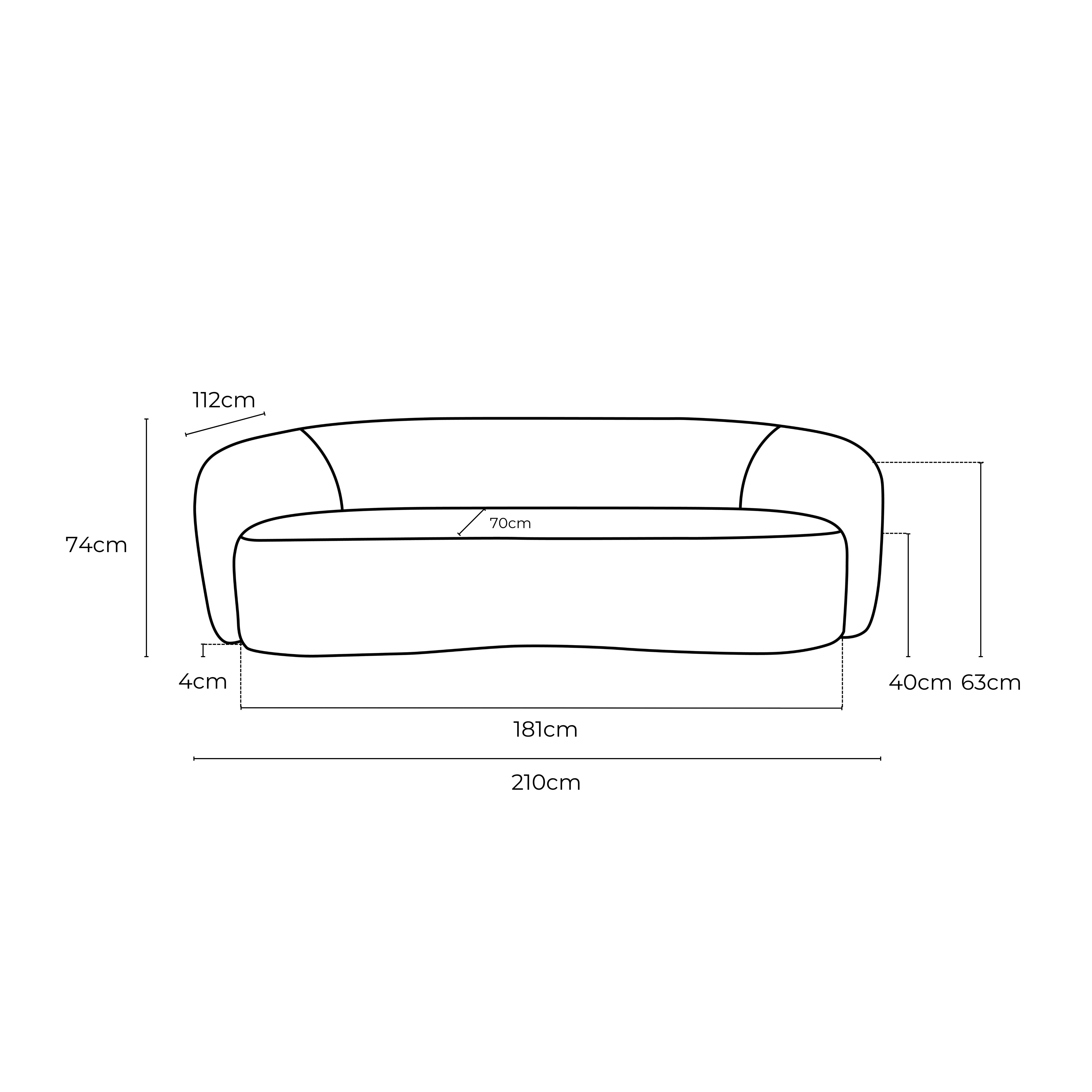 Crescent Fabric 3 Seat