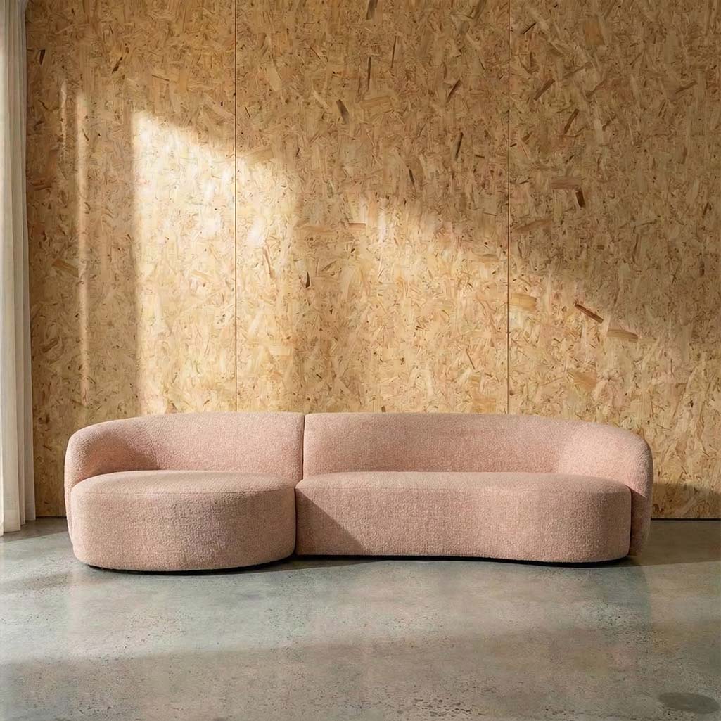 Crescent Fabric Left Side Facing Chaise Lounge