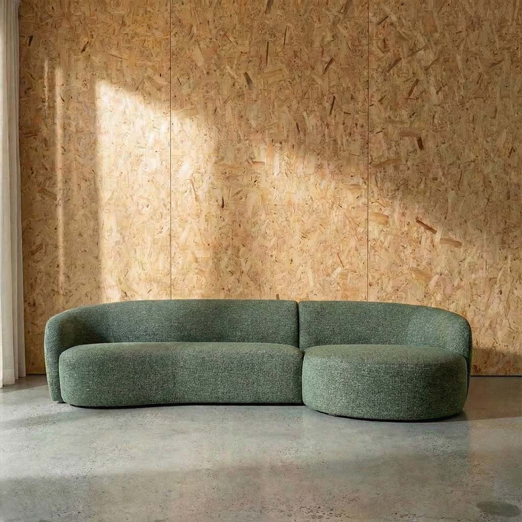 Crescent Fabric Right Side Facing Chaise Lounge