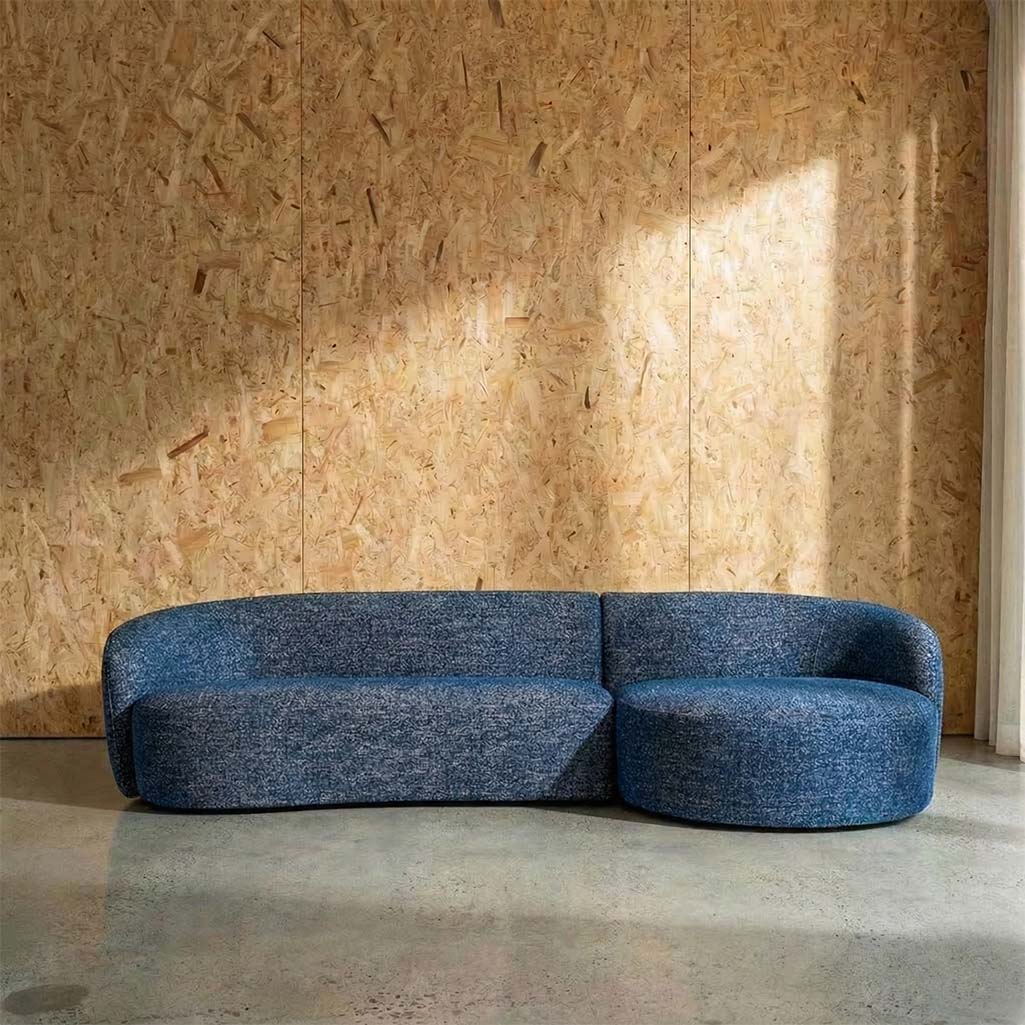Crescent Fabric Right Side Facing Chaise Lounge
