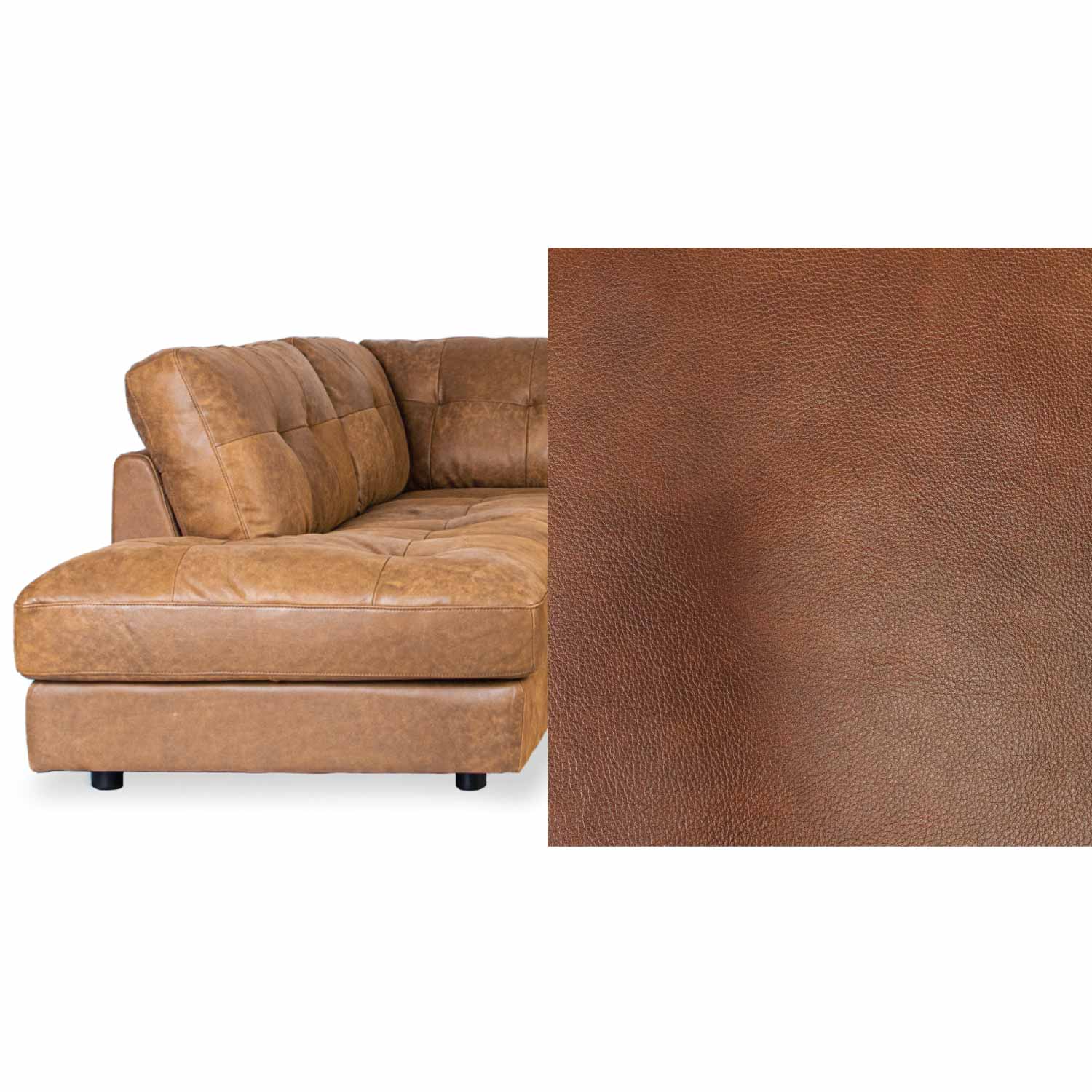 Harmony Leather Right Side Facing Chaise Lounge