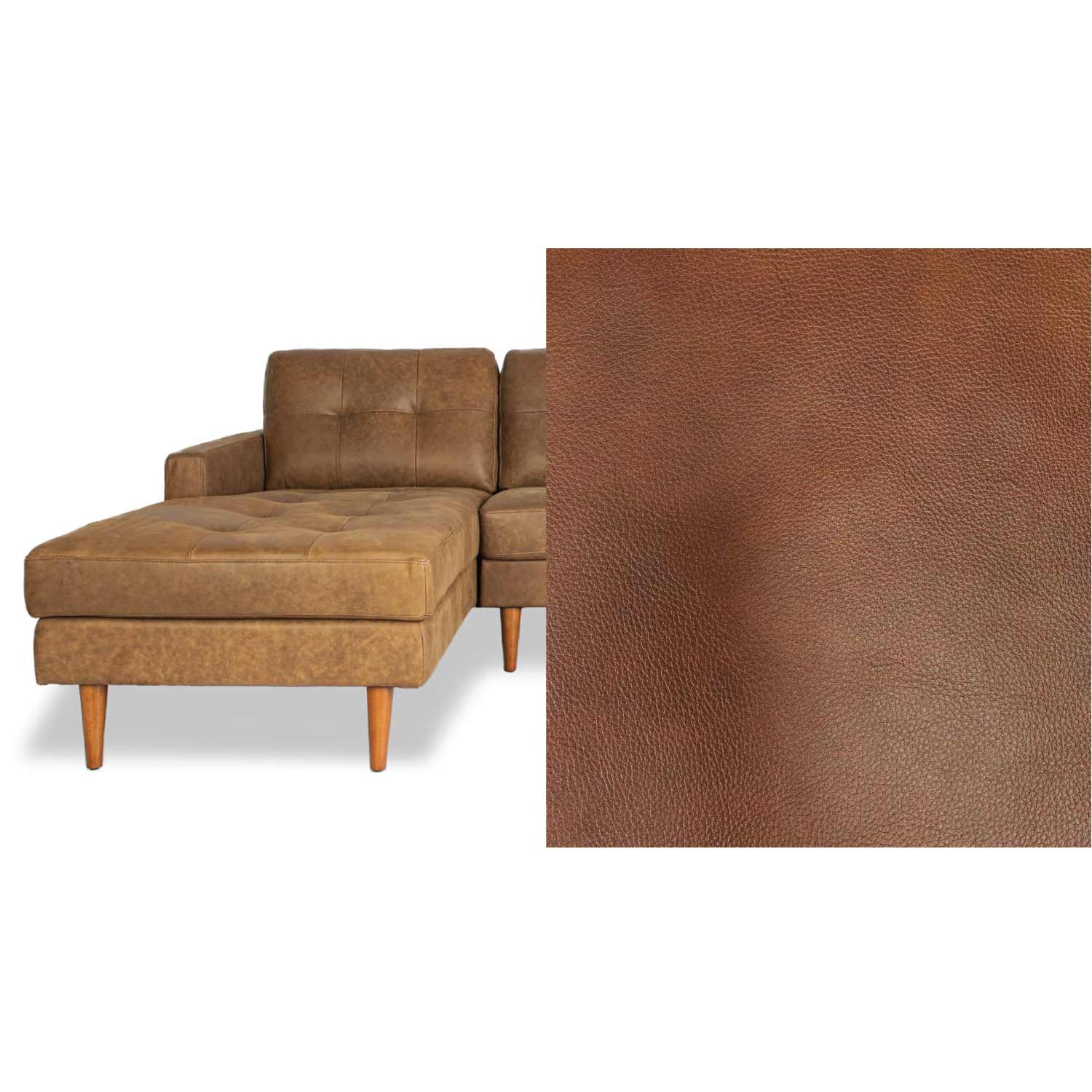 Classic Leather Left Side Facing Chaise Lounge