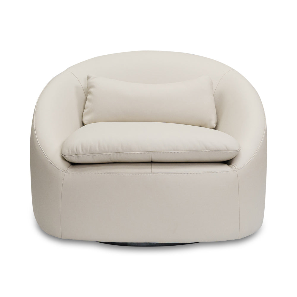 Ella Leather Swivel Chair in Oslo Pebble Online Warehouse Sale