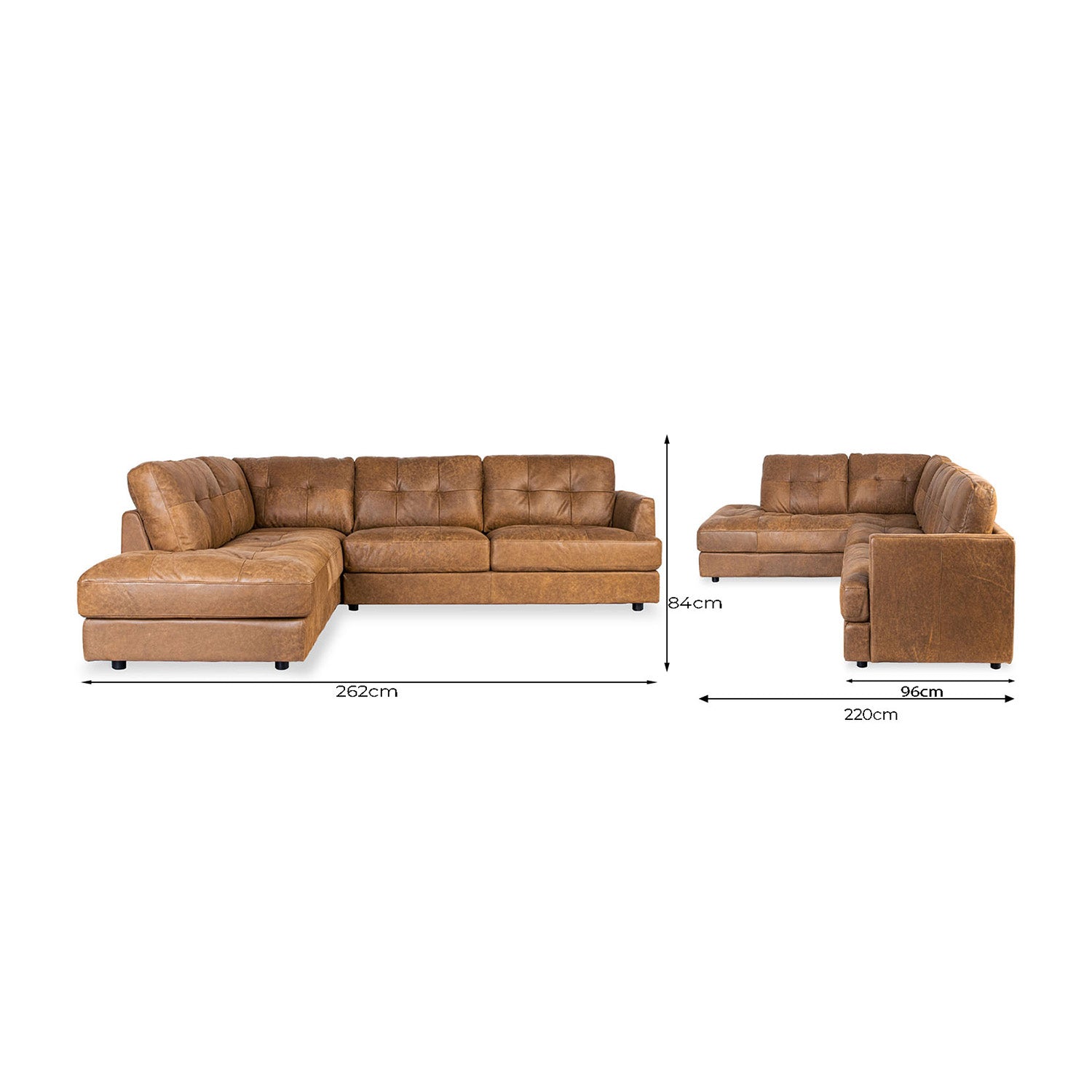 Harmony Leather Left Side Facing Chaise Lounge
