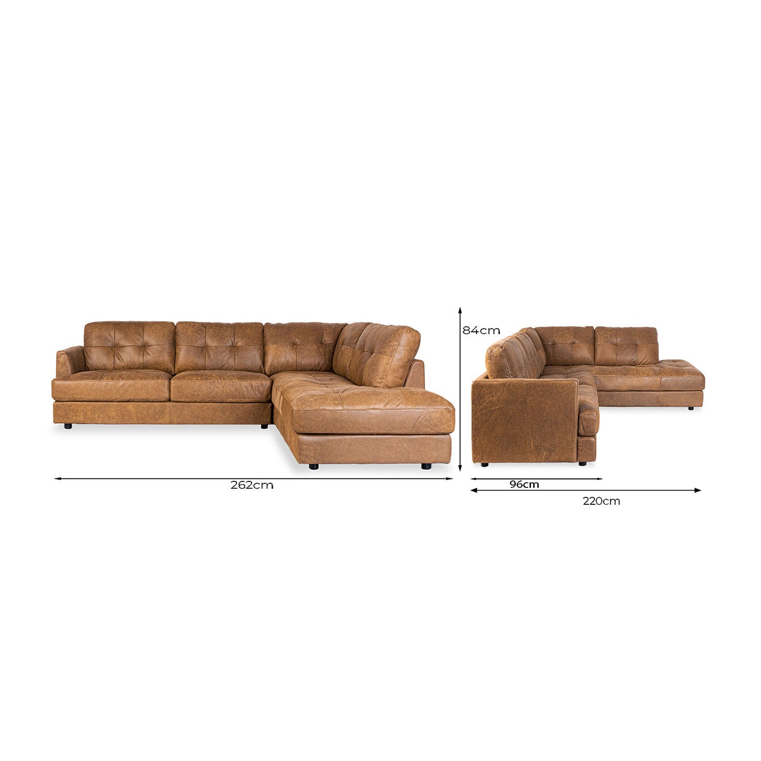 Harmony Leather Right Side Facing Chaise Lounge