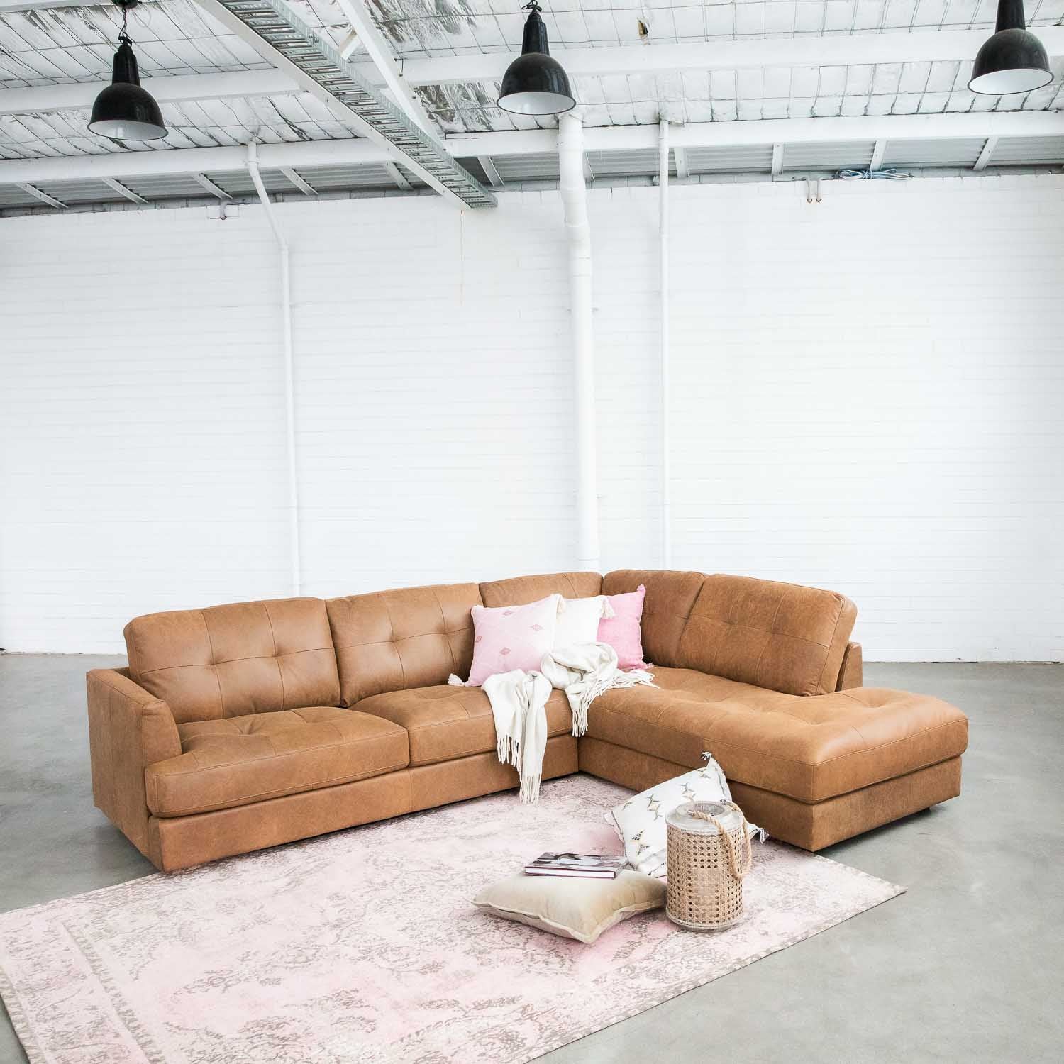 Harmony Leather Left Side Facing Chaise Lounge