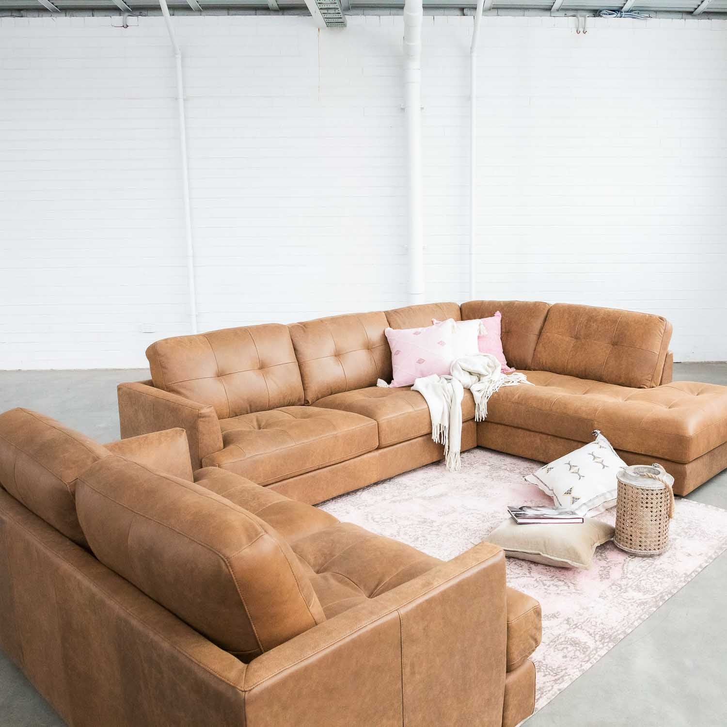 Harmony Leather Right Side Facing Chaise Lounge