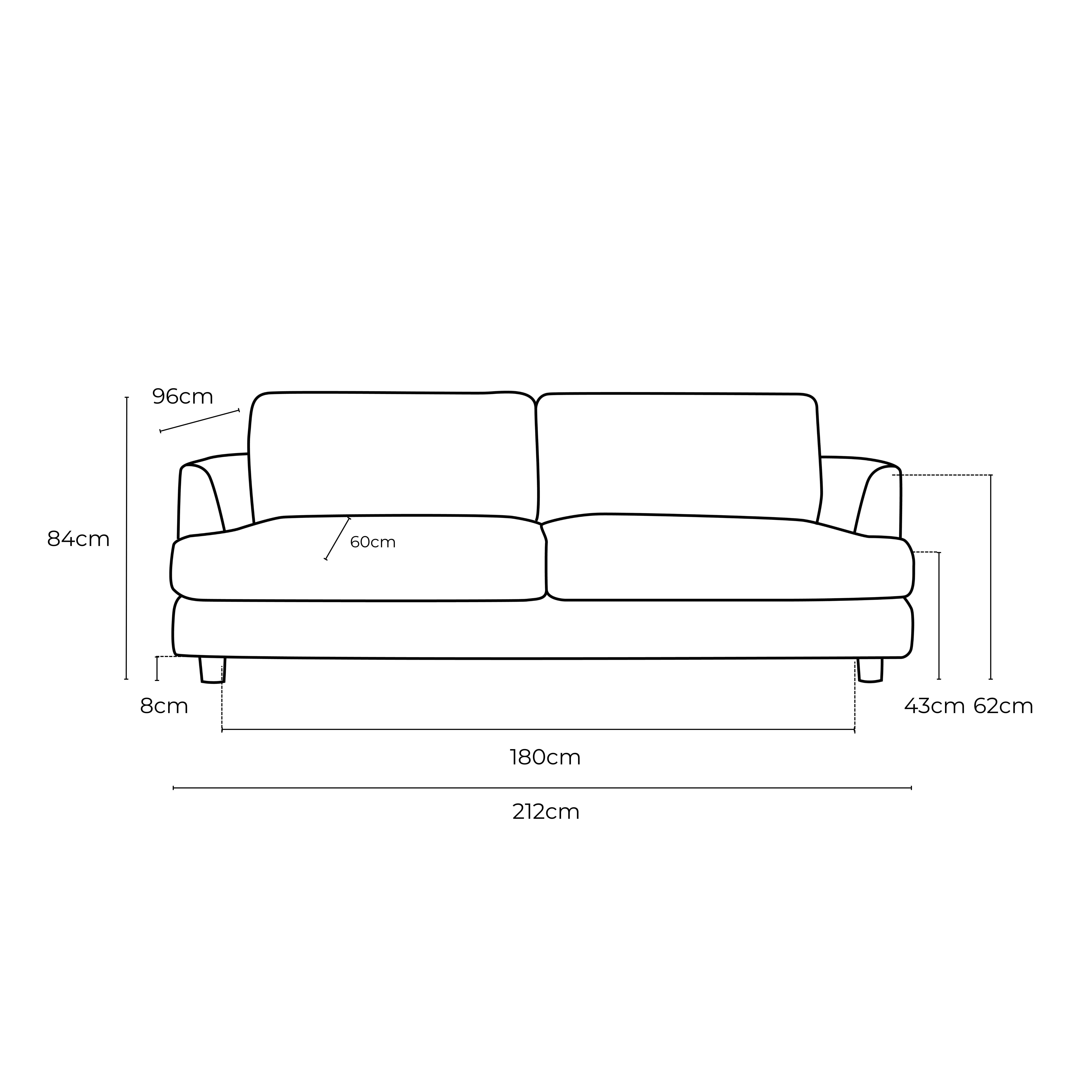 Haven Fabric 3 Seat Sofa