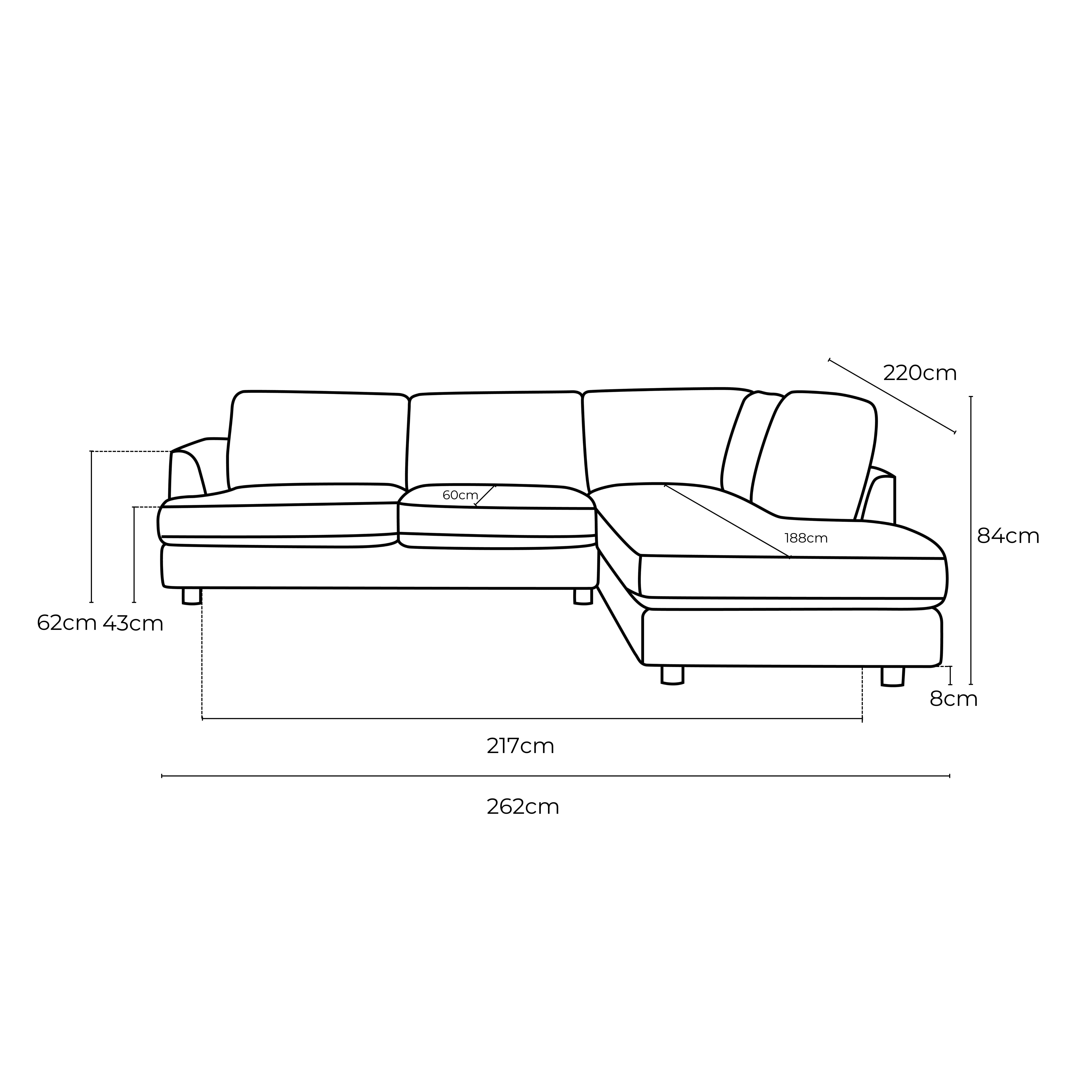 Haven Fabric Right Side Facing Chaise Lounge