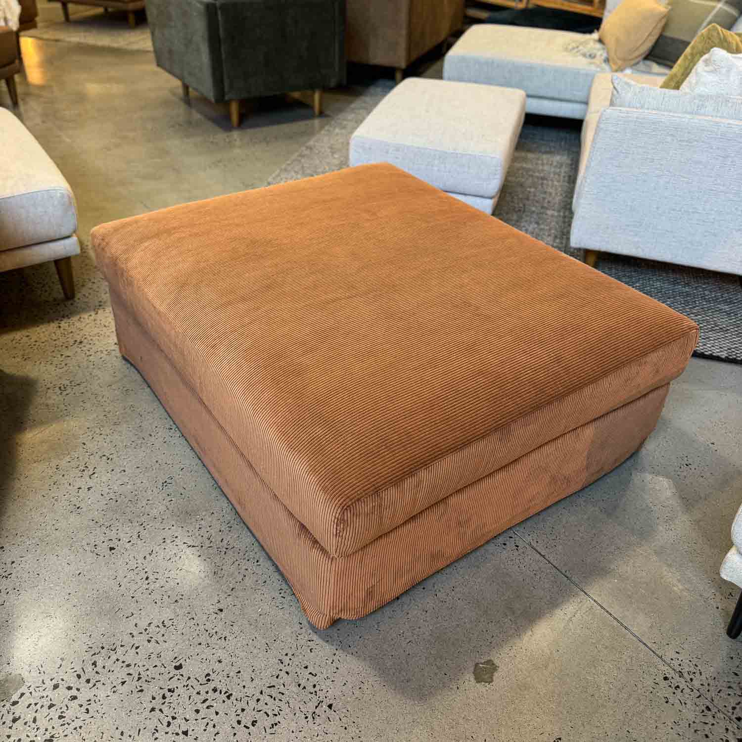 Imperfect Janson Extra Large Ottoman in Encore Terracotta