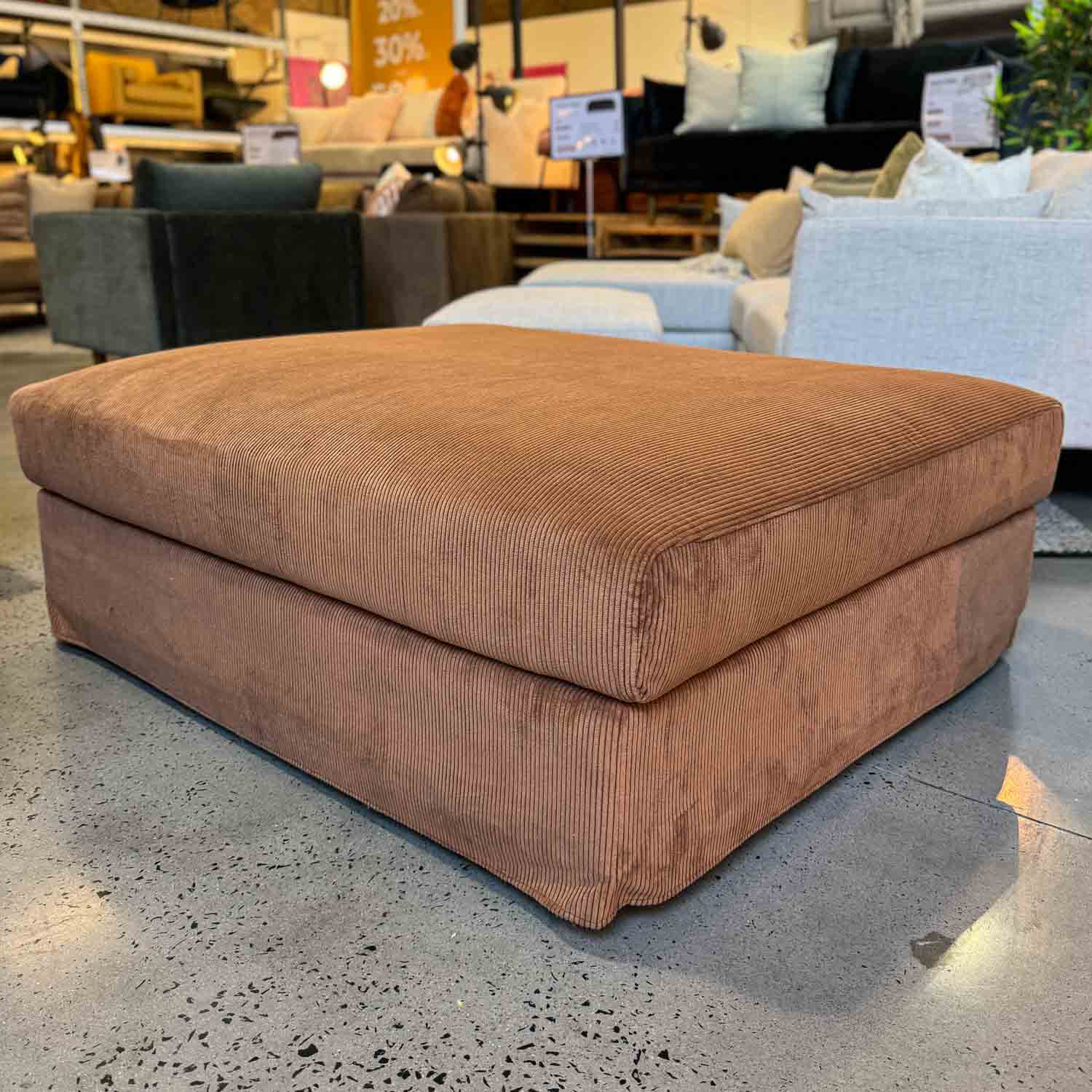Imperfect Janson Extra Large Ottoman in Encore Terracotta