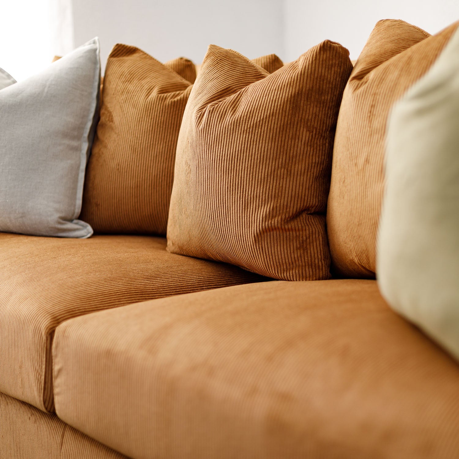 Online Warehouse Sale Janson Corduroy 3 Seat Sofa in Encore Terracotta