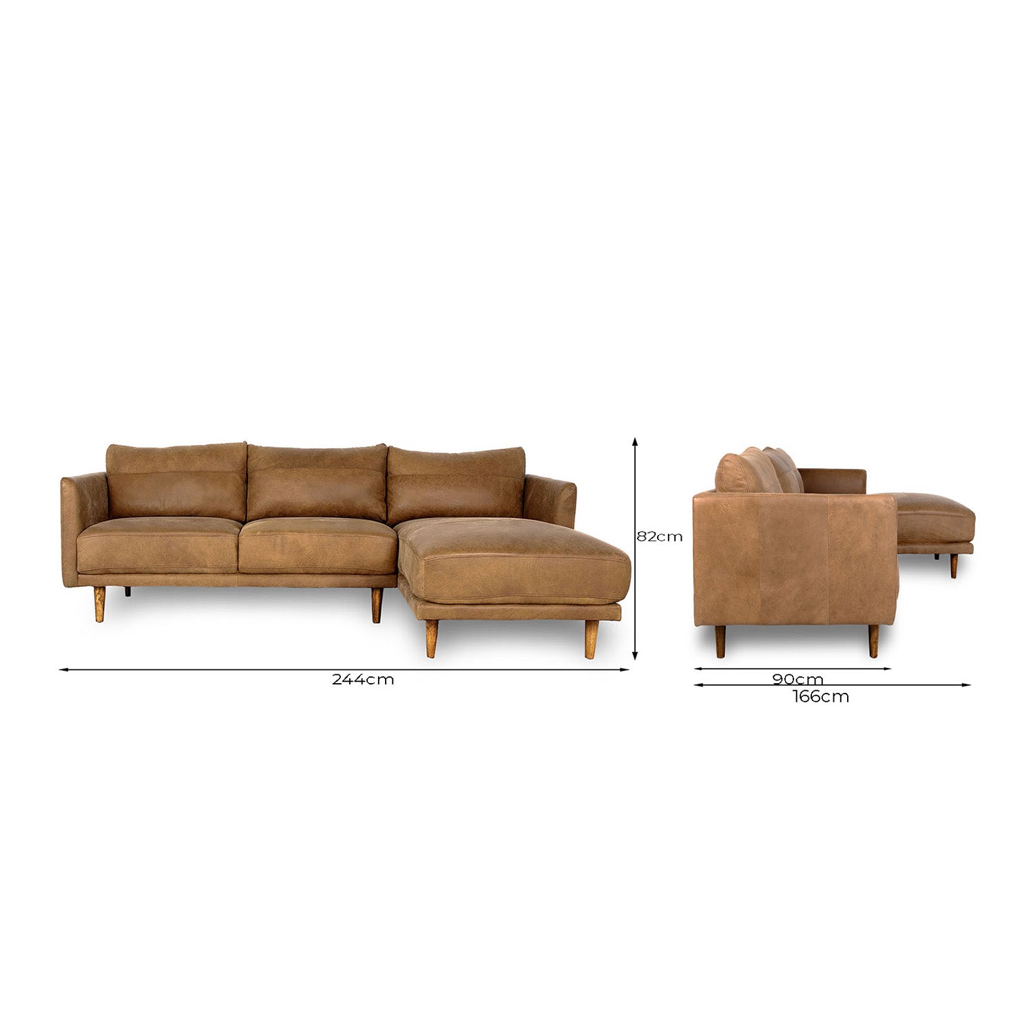 Jordie Leather Right Side Facing Chaise Lounge
