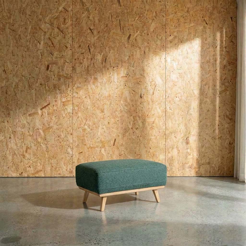 Kate Fabric Ottoman in Delta Seaweed | The Drop
