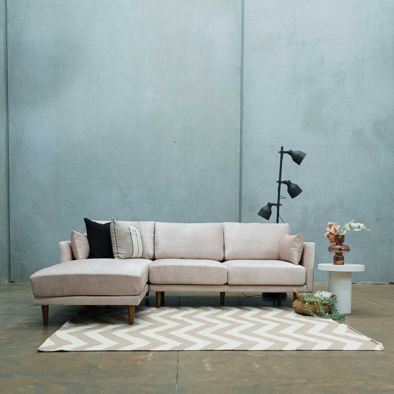 Marie Vogue Velvet Left Side Facing Chaise Lounge