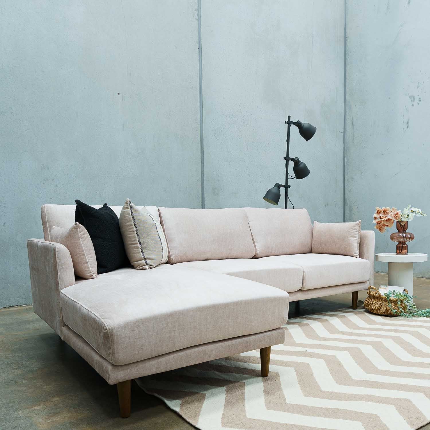 Marie Vogue Velvet Left Side Facing Chaise Lounge