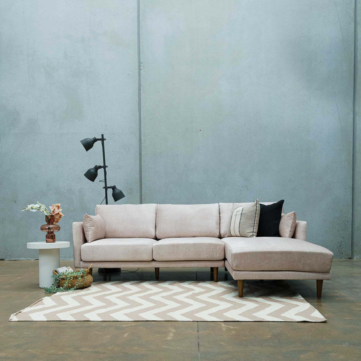 Marie Vogue Velvet Right Side Facing Chaise Lounge