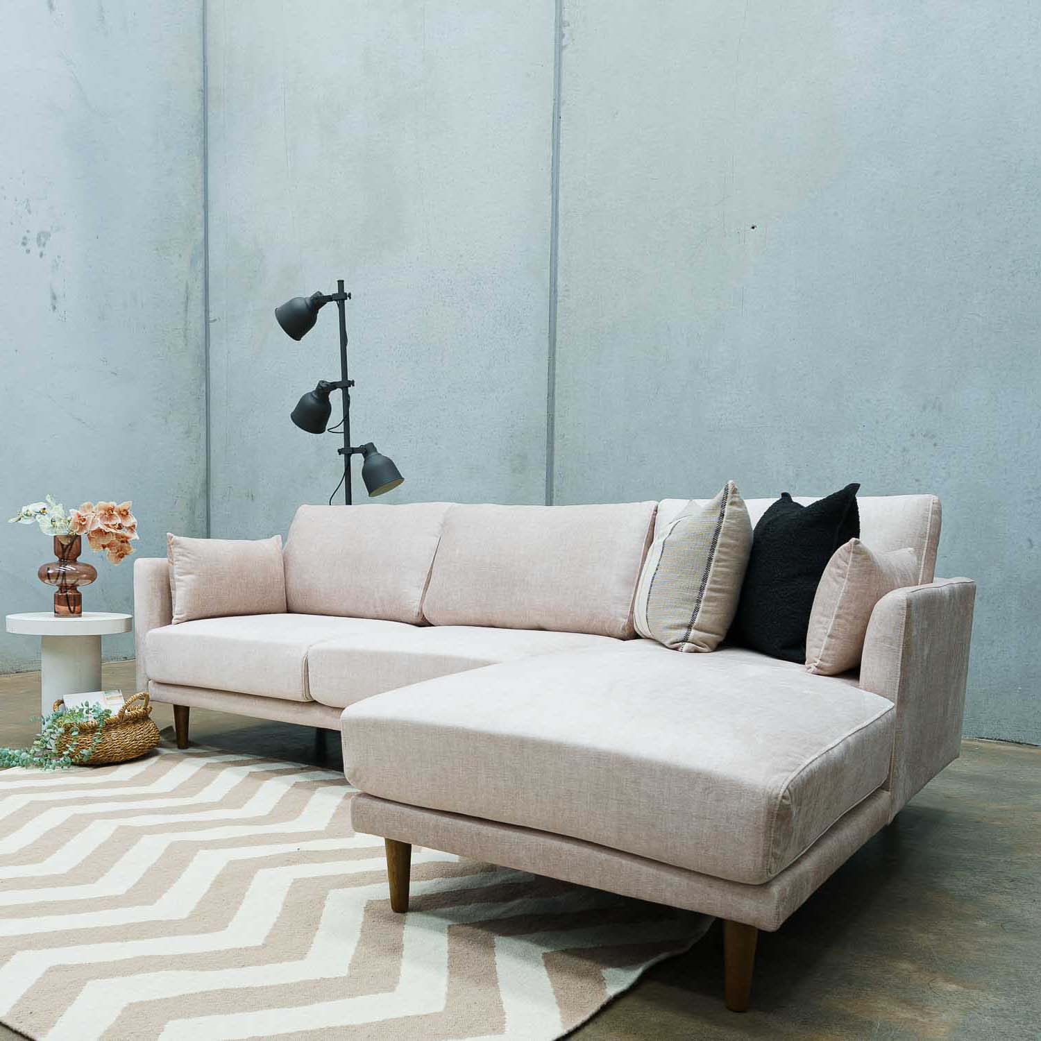 Marie Vogue Velvet Right Side Facing Chaise Lounge