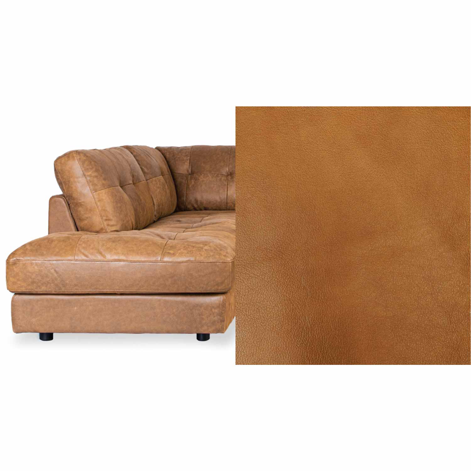Harmony Leather Right Side Facing Chaise Lounge