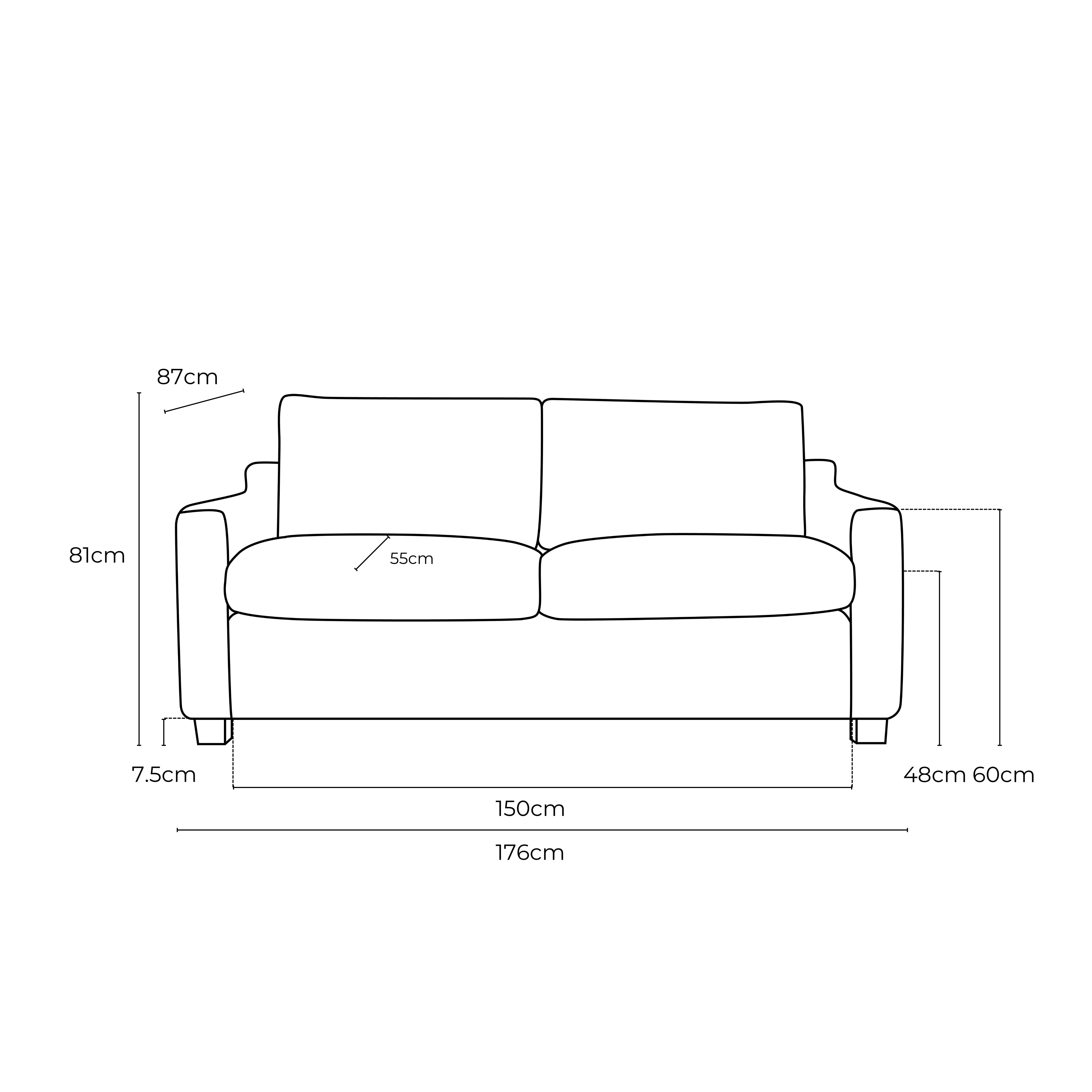 Oliver Fabric 2 Seat Sofa Bed