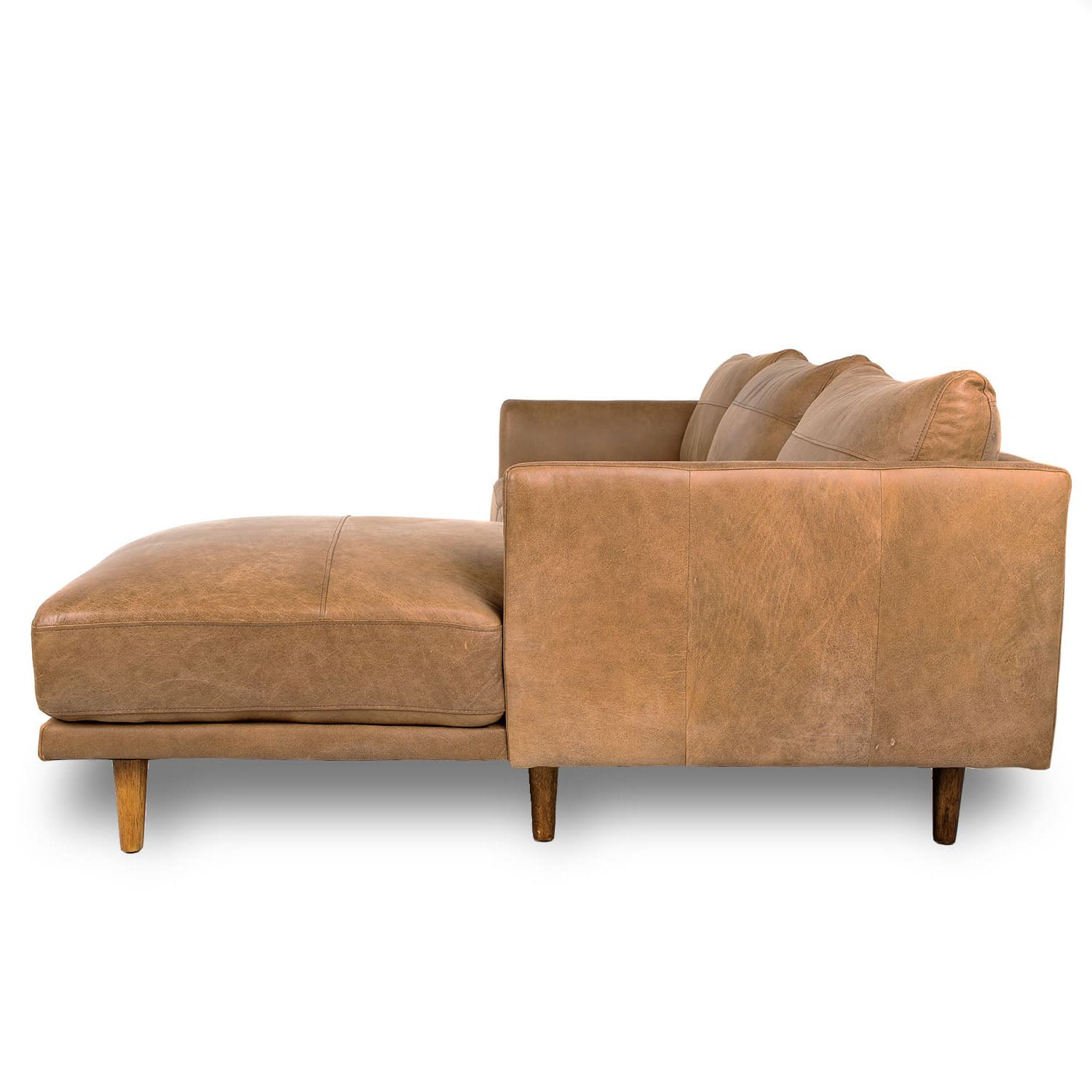 Jordie Leather Right Side Facing Chaise Lounge in Brumby Natural Online Warehouse Sale