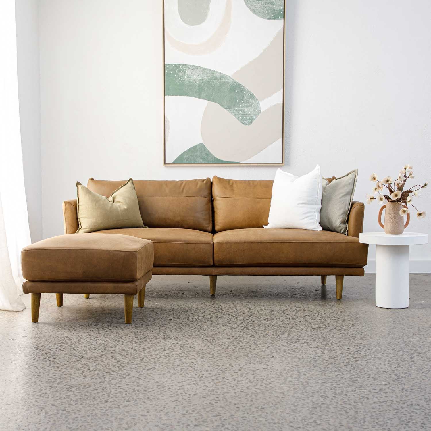 Ruby Leather Ottoman