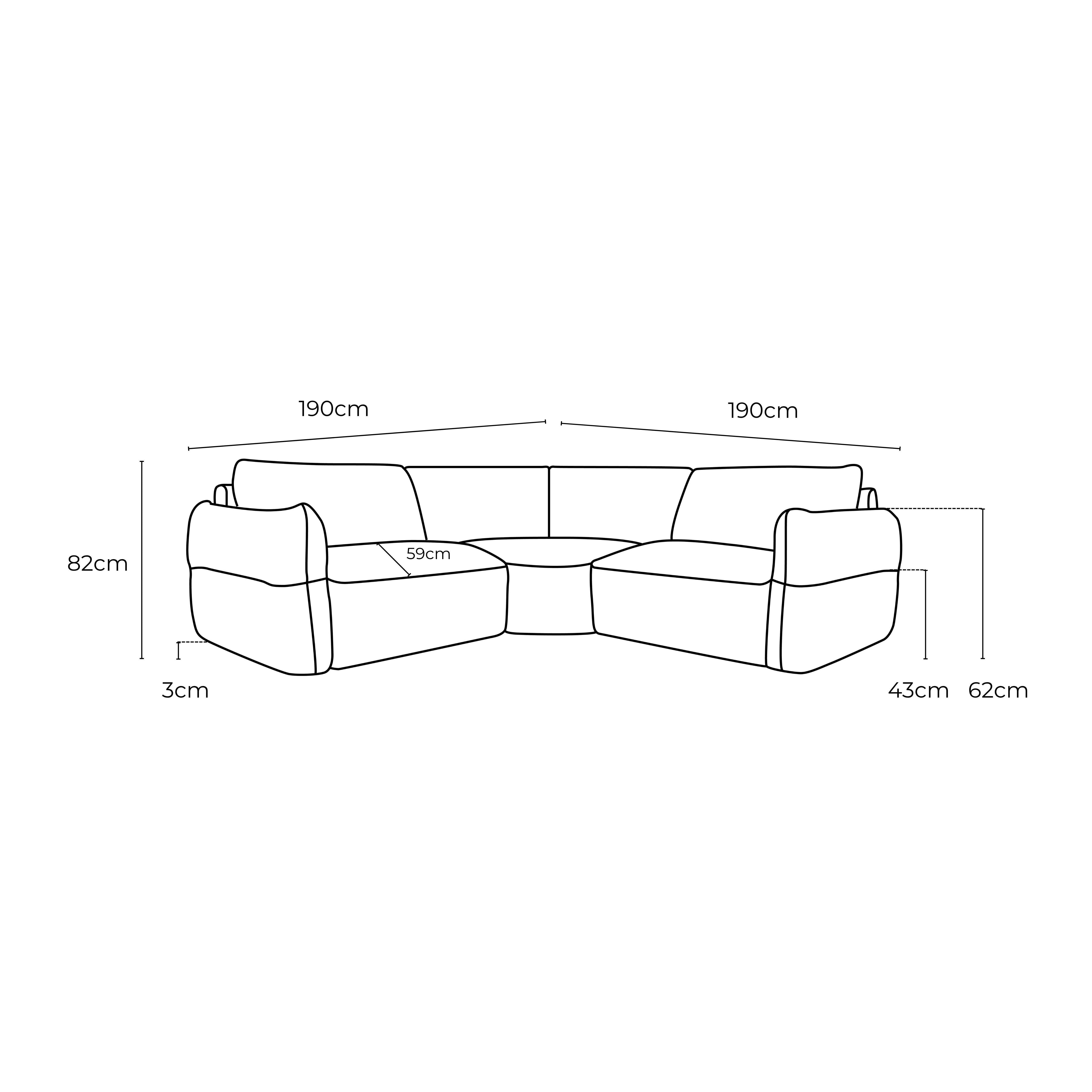 Saxon Fabric 1.5 Seat LAF + Wedge Corner + 1.5 Seat RAF