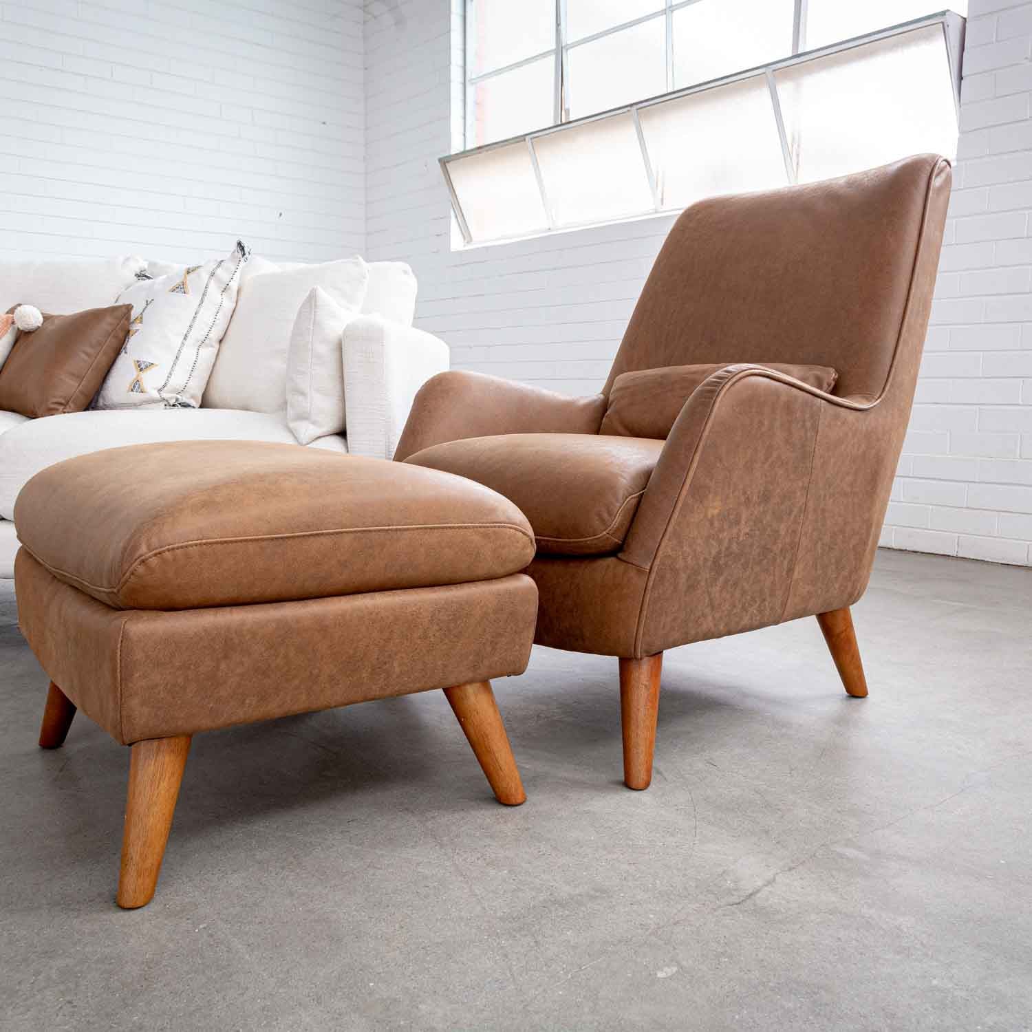 Lunar Leather Ottoman