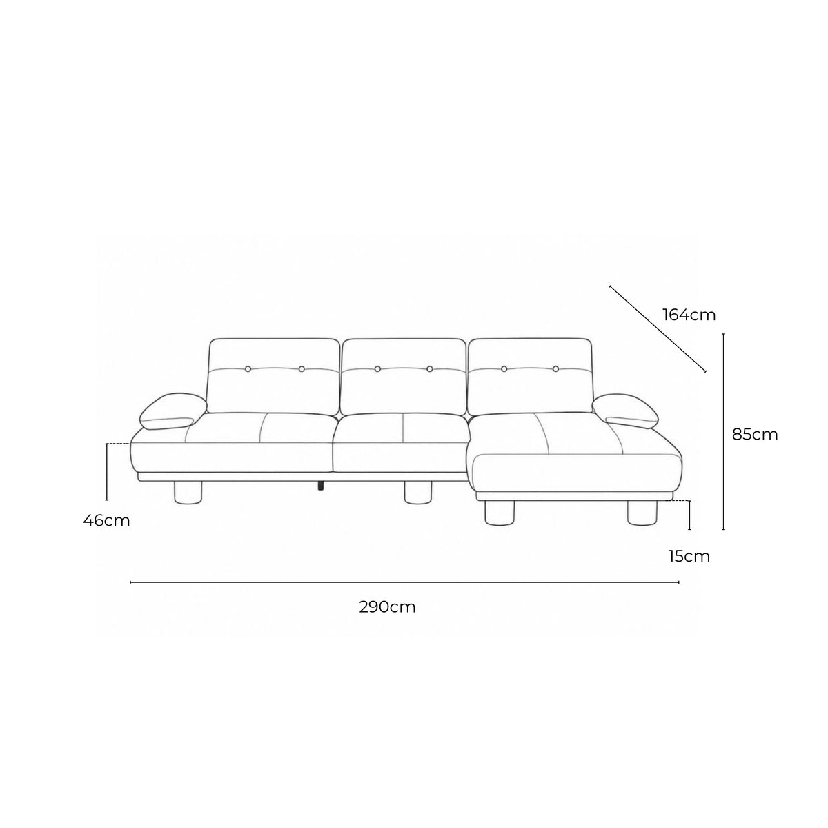 Stella Fabric Right Side Facing Chaise Lounge Sofa Bed