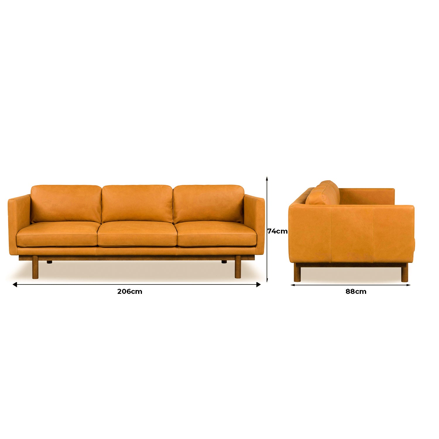 Strada Leather 3 Seat Sofa