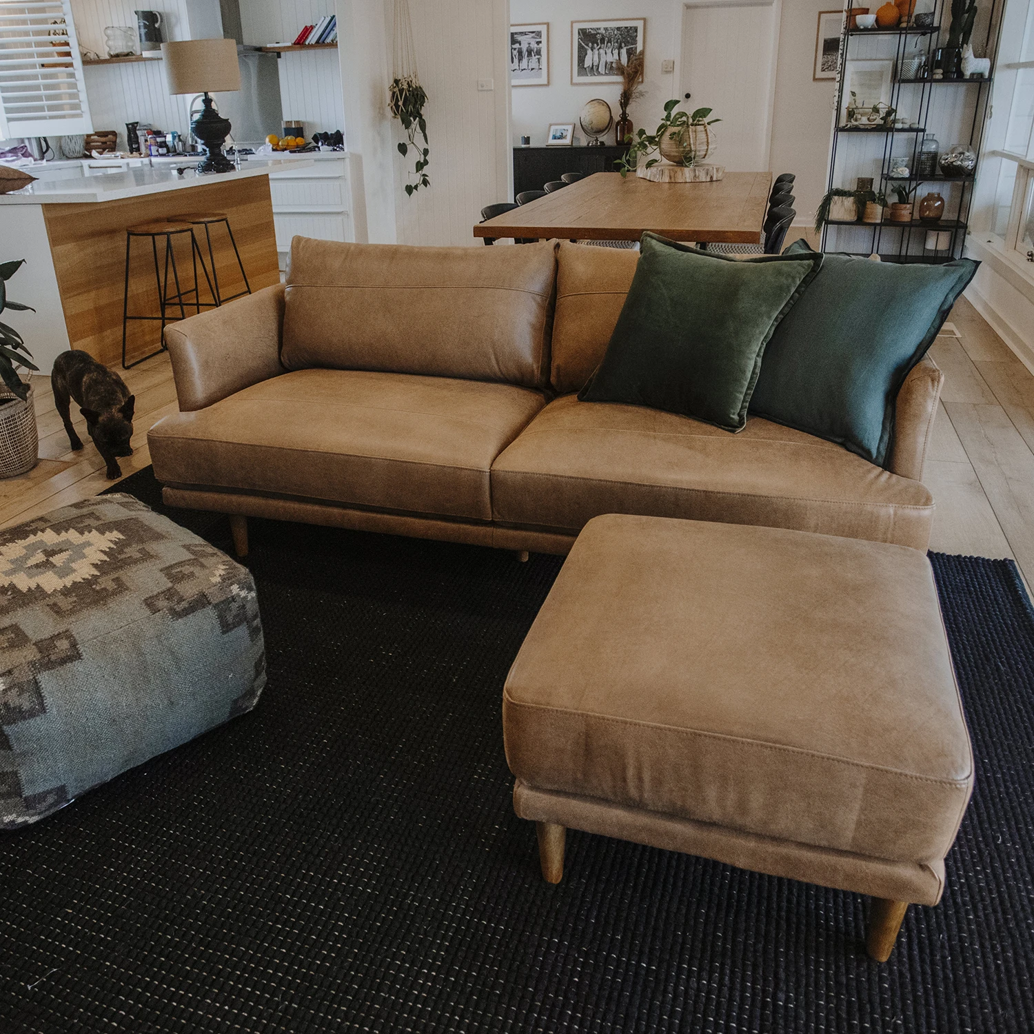 Ruby Leather Ottoman